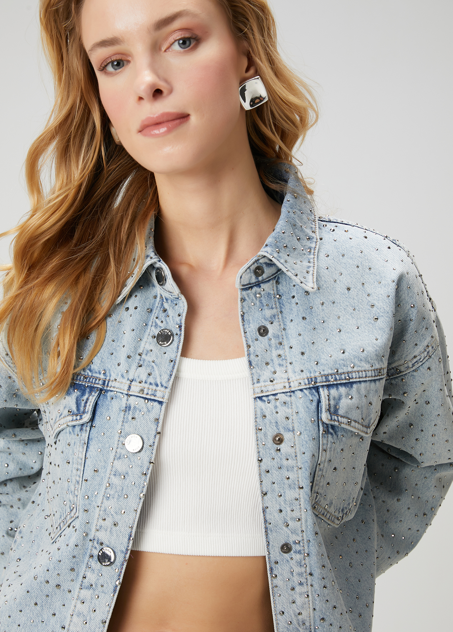Mavi Taşlı Denim Ceket_1