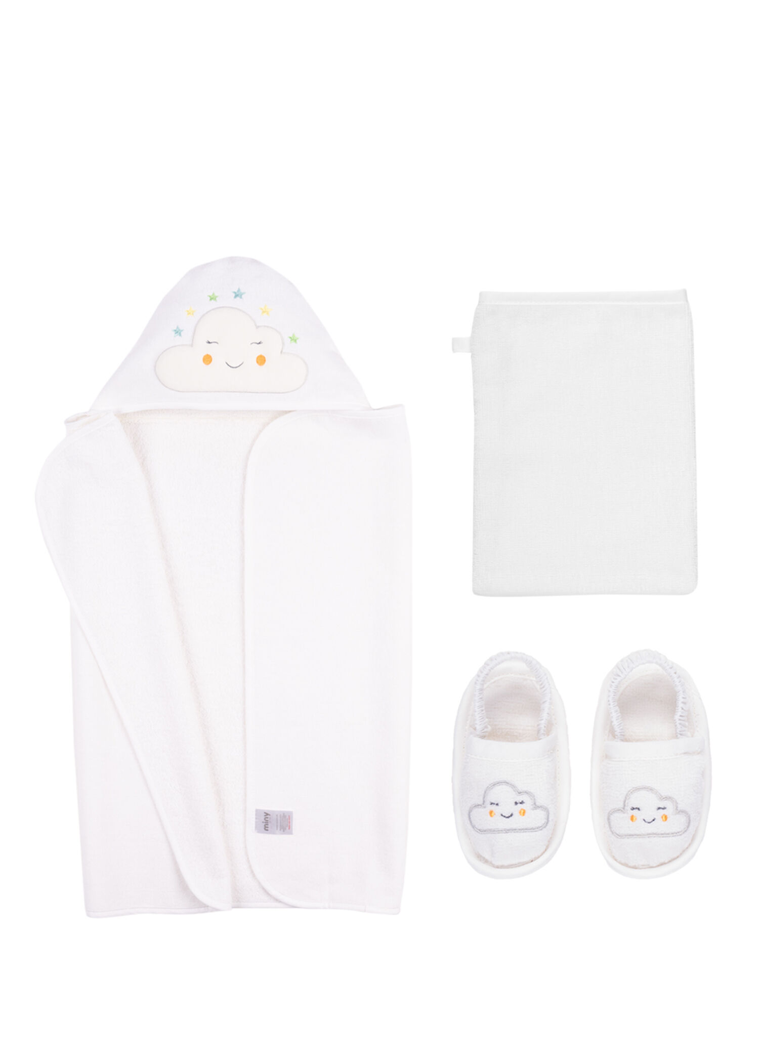 Beyaz 3'lü Unisex Bebek Havlu Seti