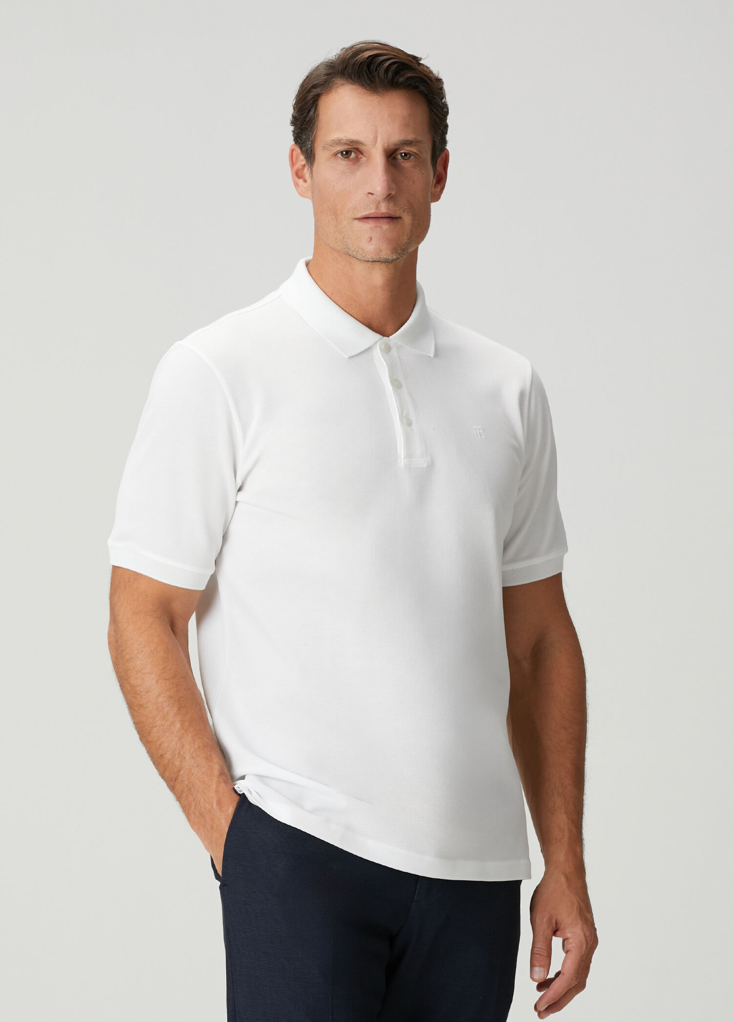 P Ralph Lauren Purple Label Beyaz Polo Yaka T Shirt
