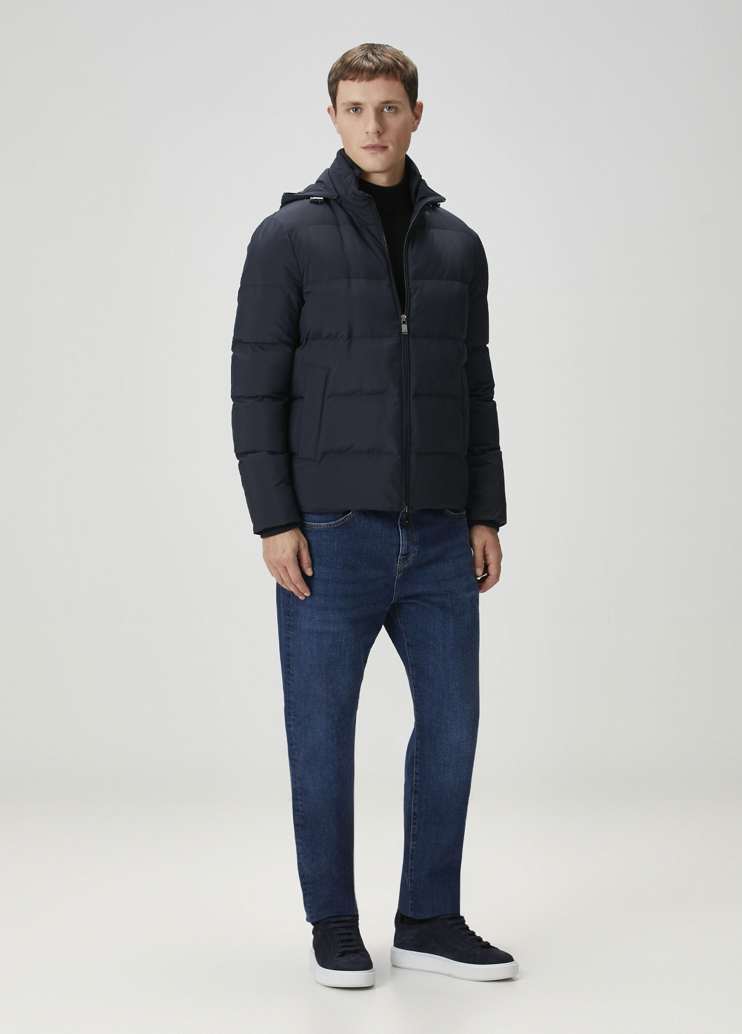Navy Blue Hooded Puff Coat