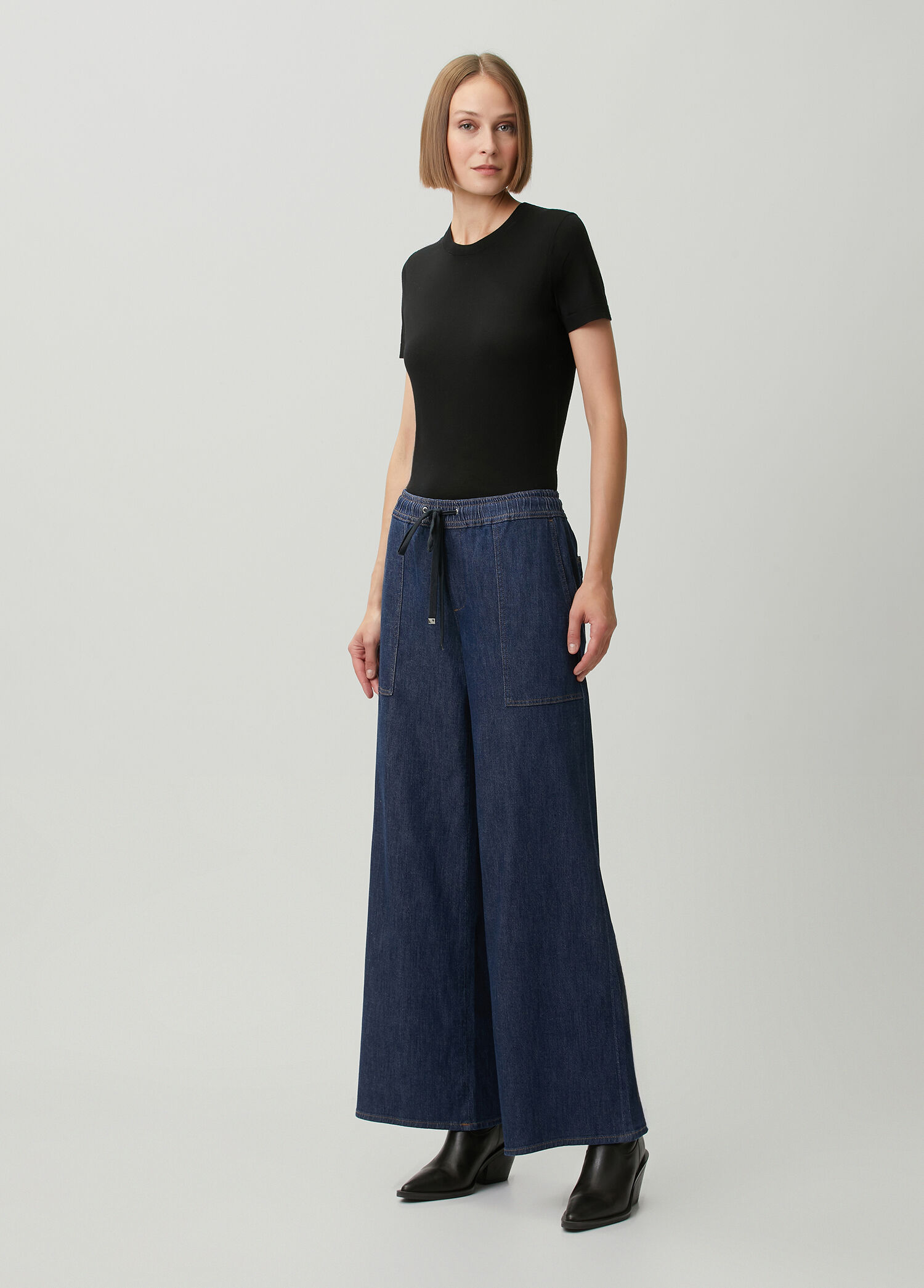 P 7 For All Mankind Utility Lacivert Wide Leg Jean Pantolon