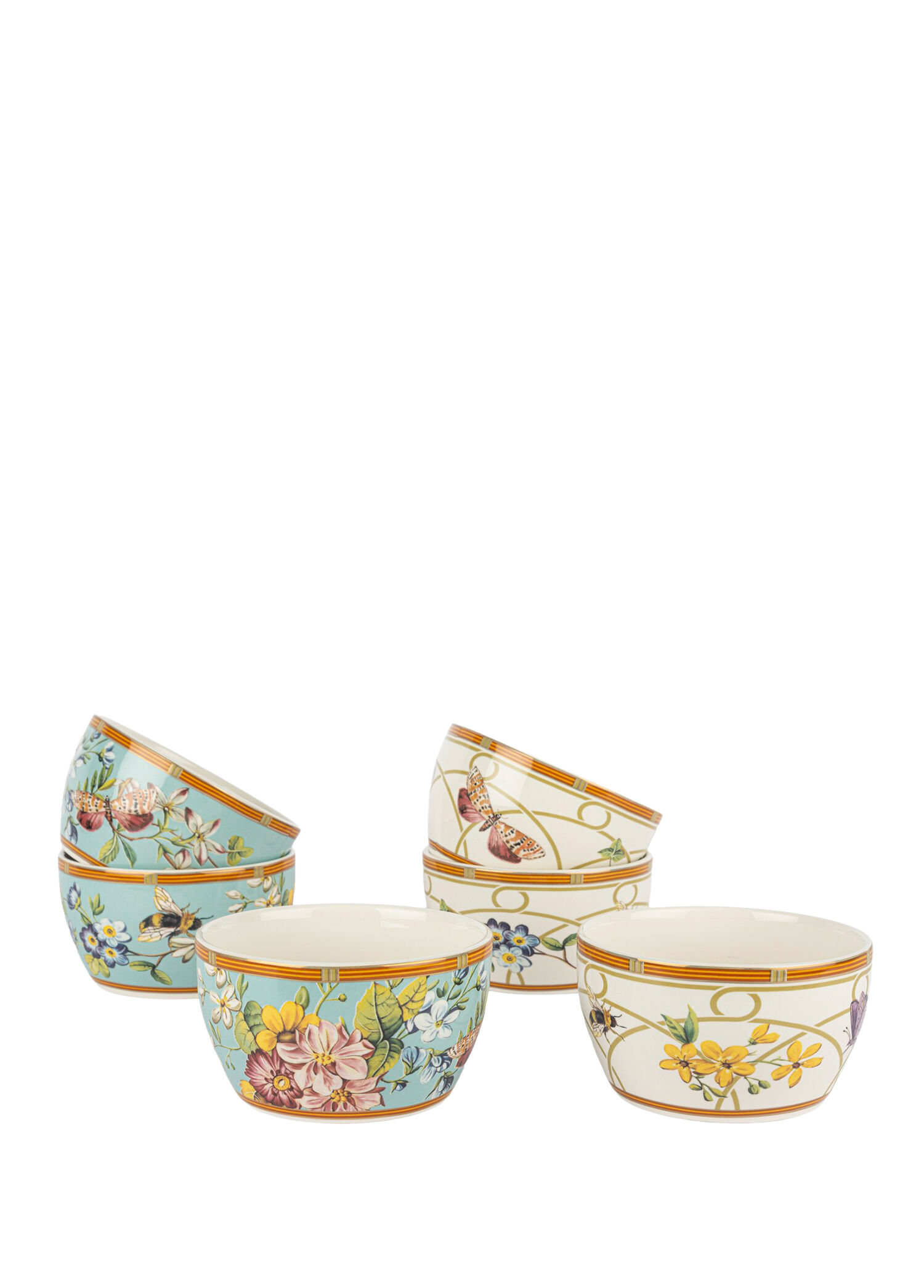Gardenia Luxe Renkli Desenli Porselen 6'lı Kase Seti