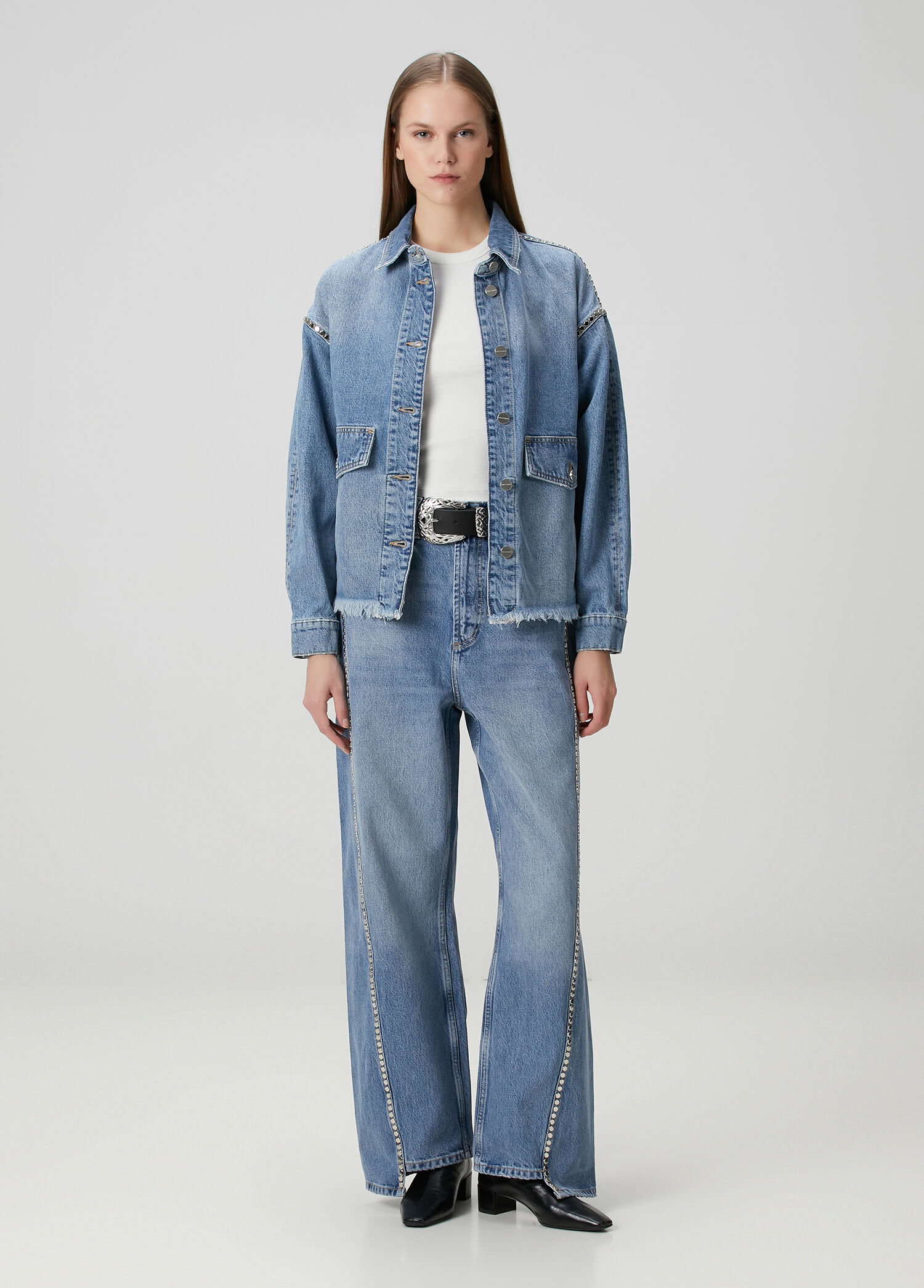 Frankie Stud Mavi Jean Pantolon