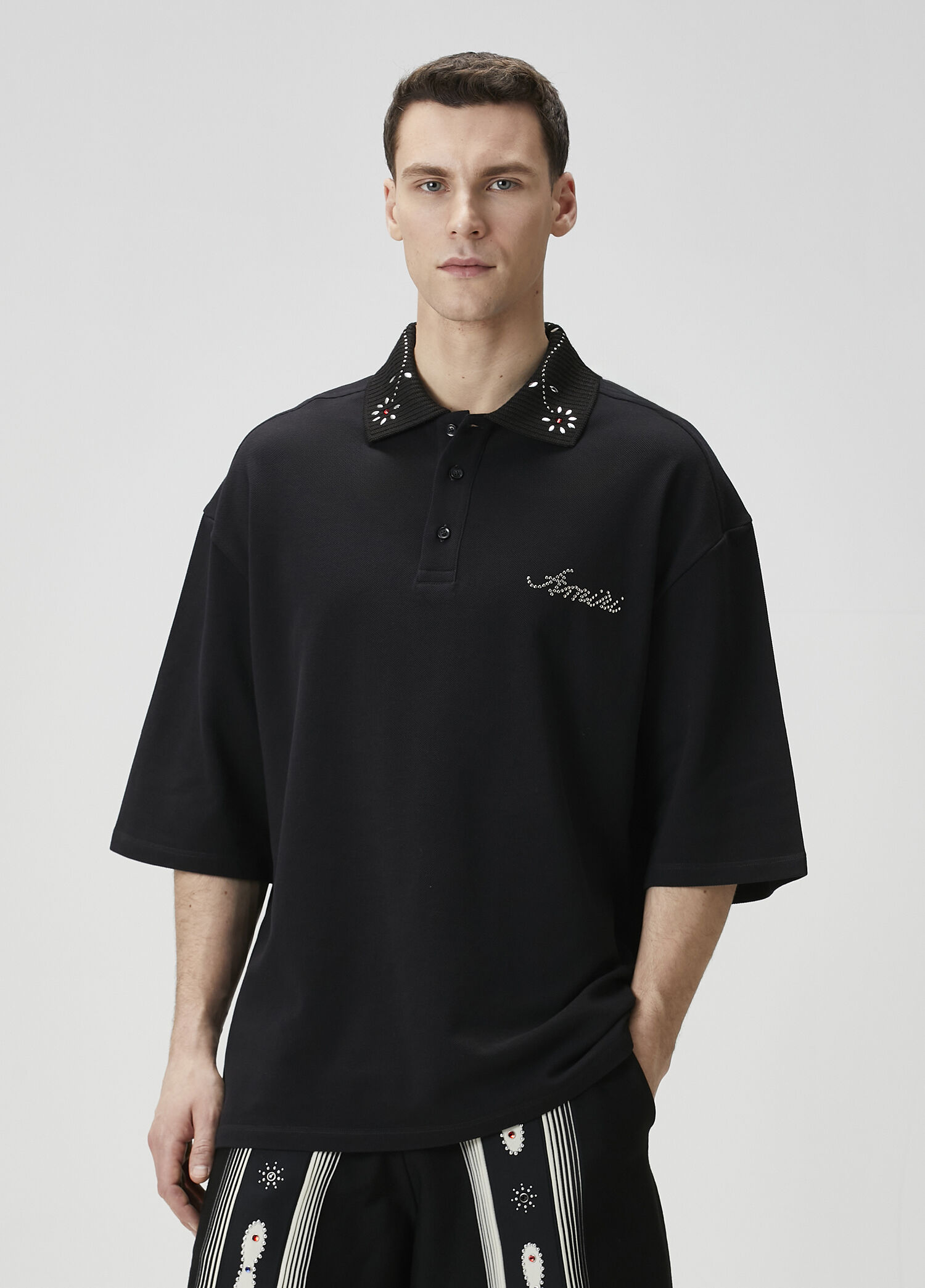Siyah Oversized Polo T-shirt