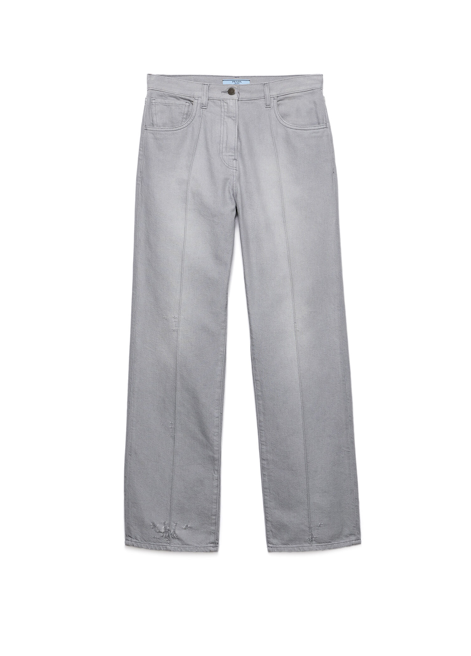 Gri Düşük Bel Kadın Yıkanmış Denim Pantolon