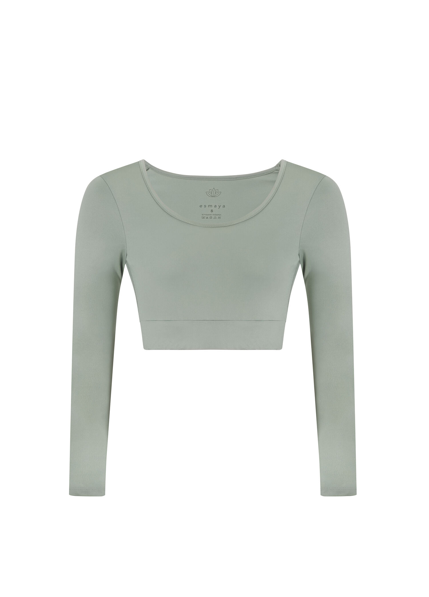 Açık Yeşil Uzun Kollu Kadın Crop Spor Body