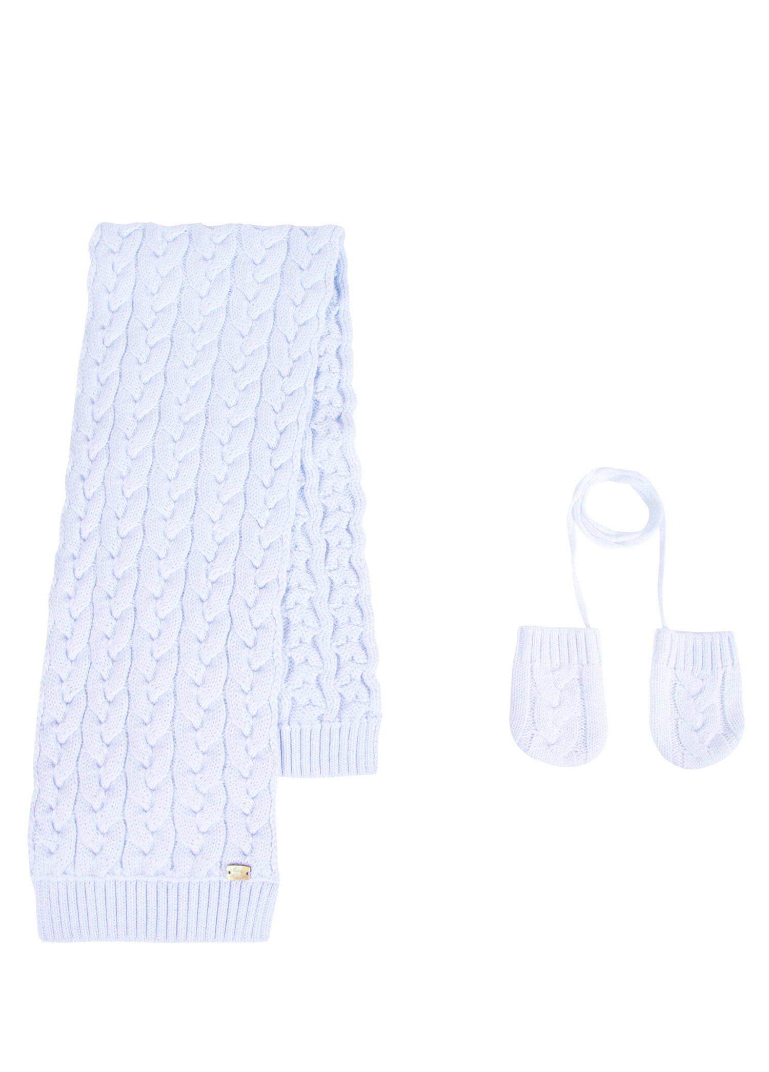 Mavi Saç Örgülü Erkek Bebek Atkı & Eldiven 2'li Set