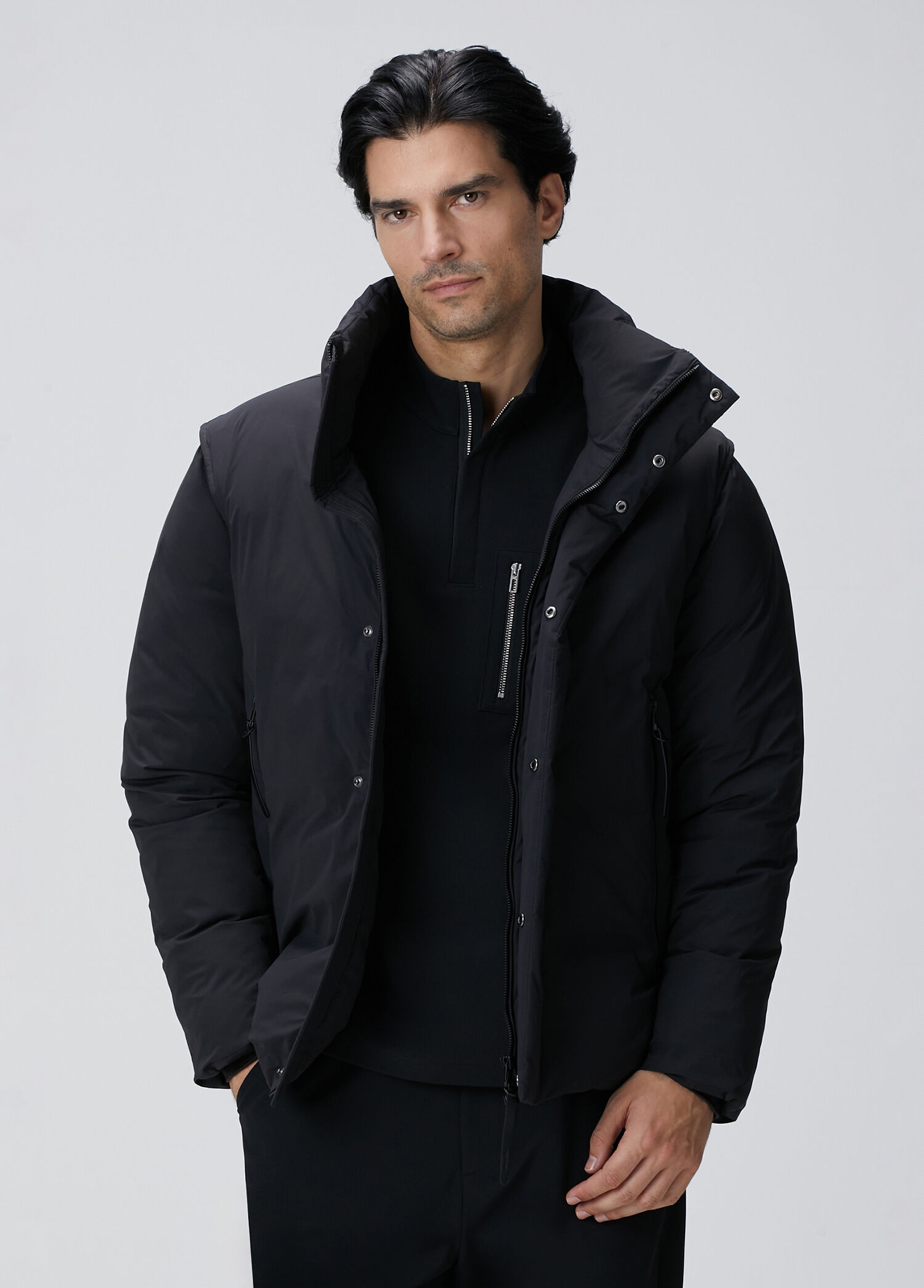 Siyah Yelek Olabilen Puffer Mont