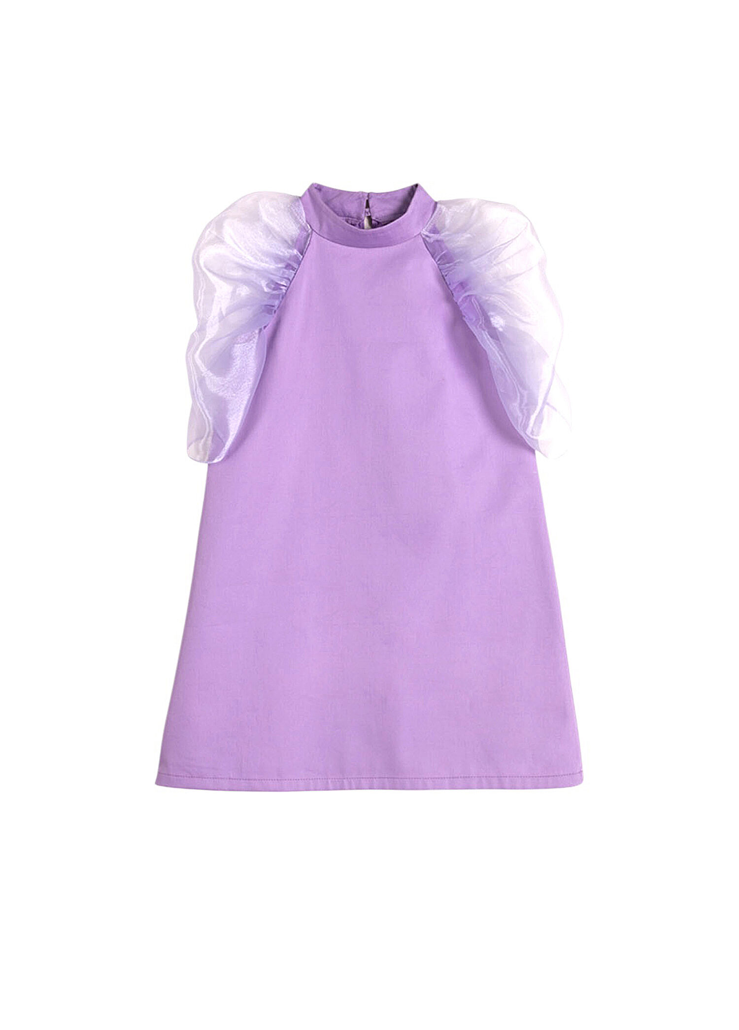 Miss Chic Lila Organze Kollu Dik Yakalı Kız Çocuk Elbise