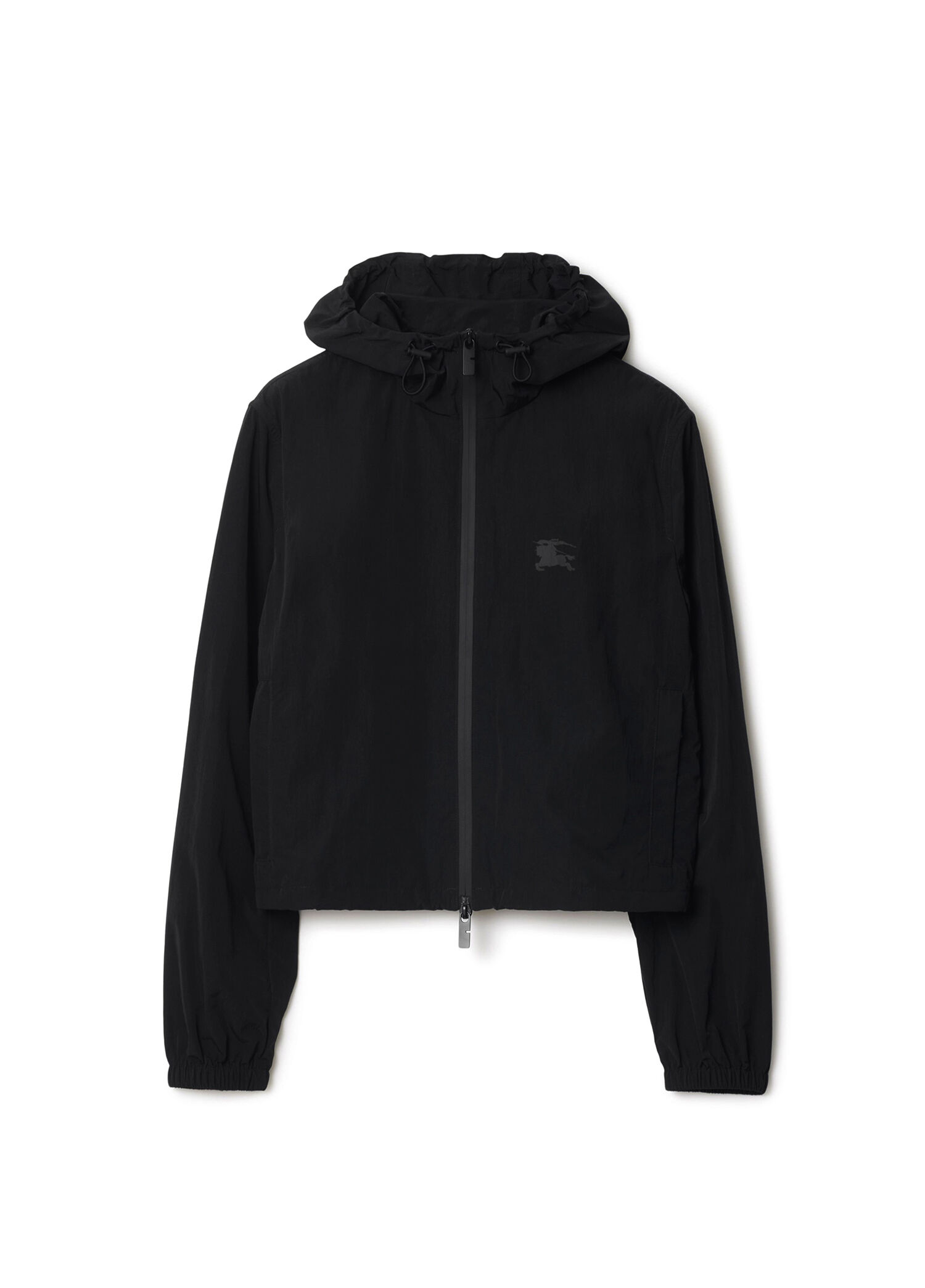 Tri Badge Nylon Siyah Kapüşonlu Kadın Mont
