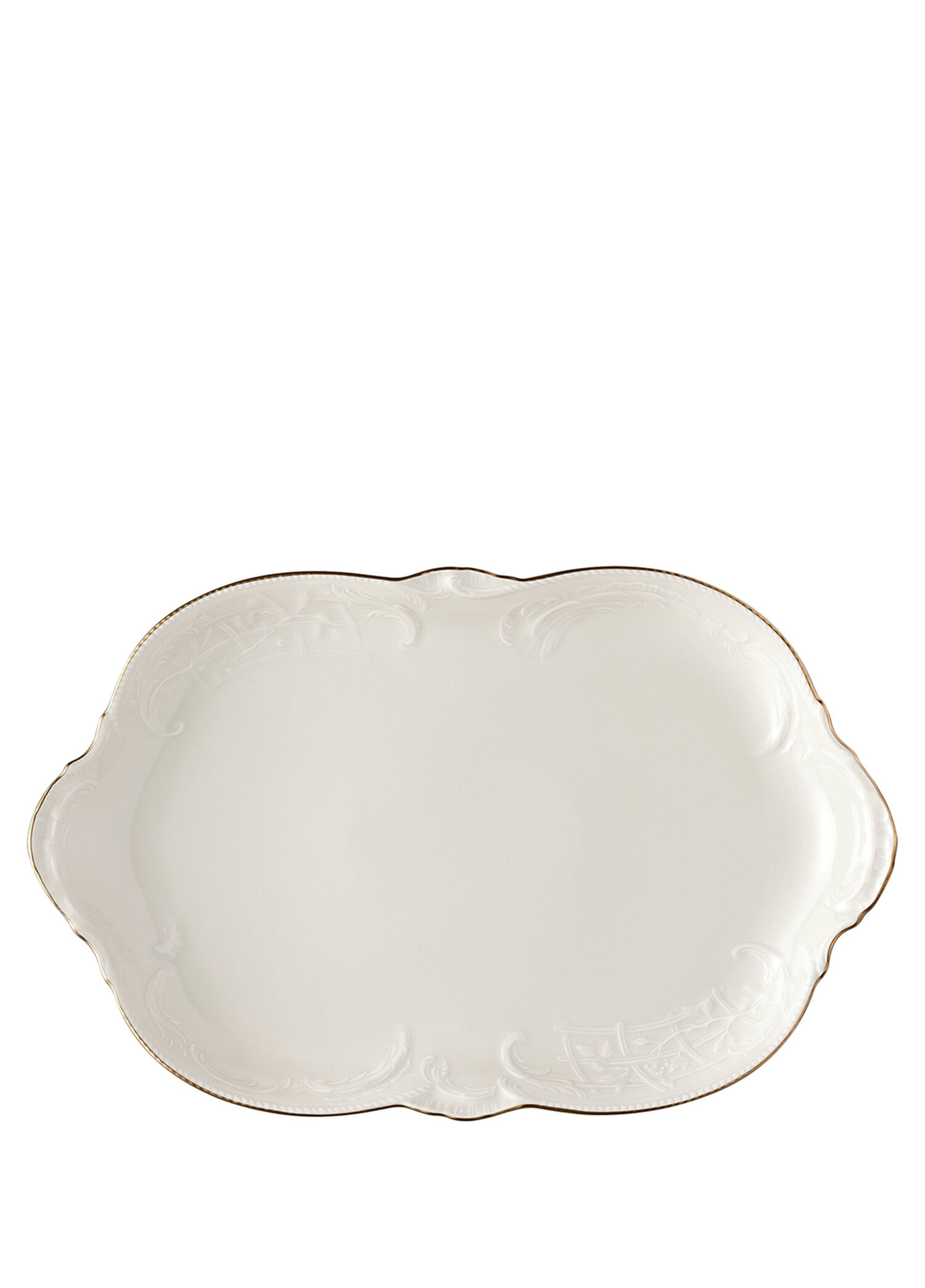 Sanssouci Elfenbein Gold Porselen Oval Servis Tabağı 33 cm