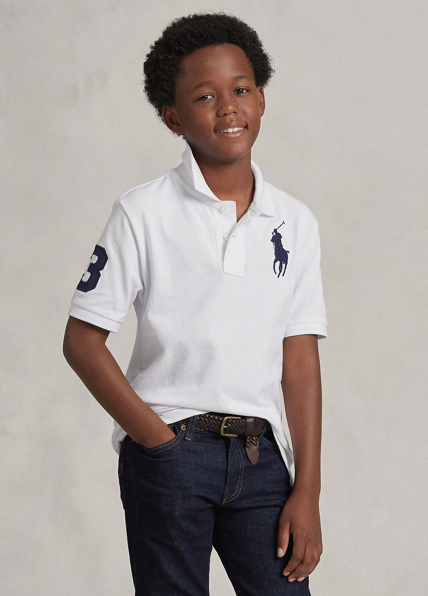 Beyaz Polo Yaka Erkek Çocuk T-shirt