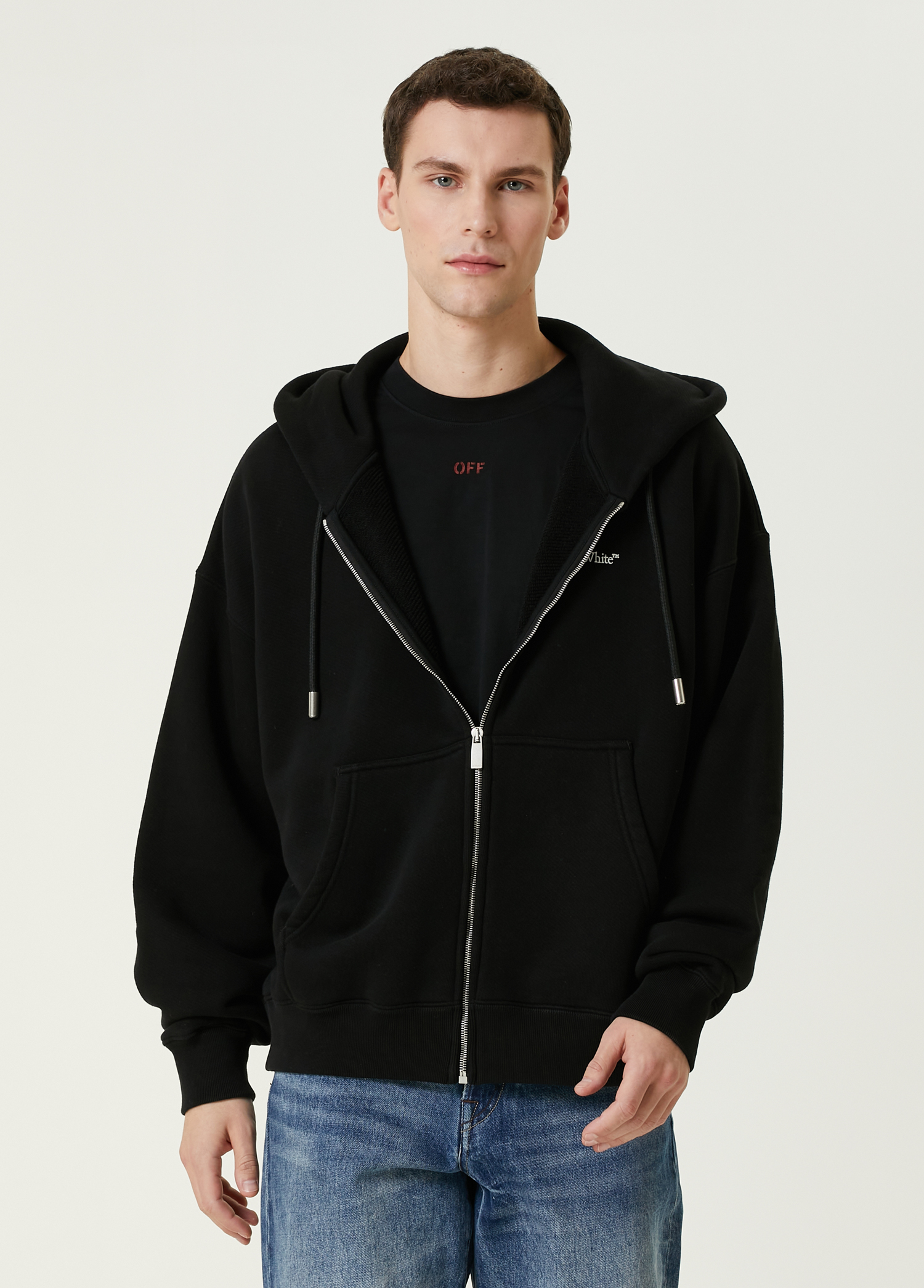 Siyah Kapüşonlu Logo Detaylı Sweatshirt