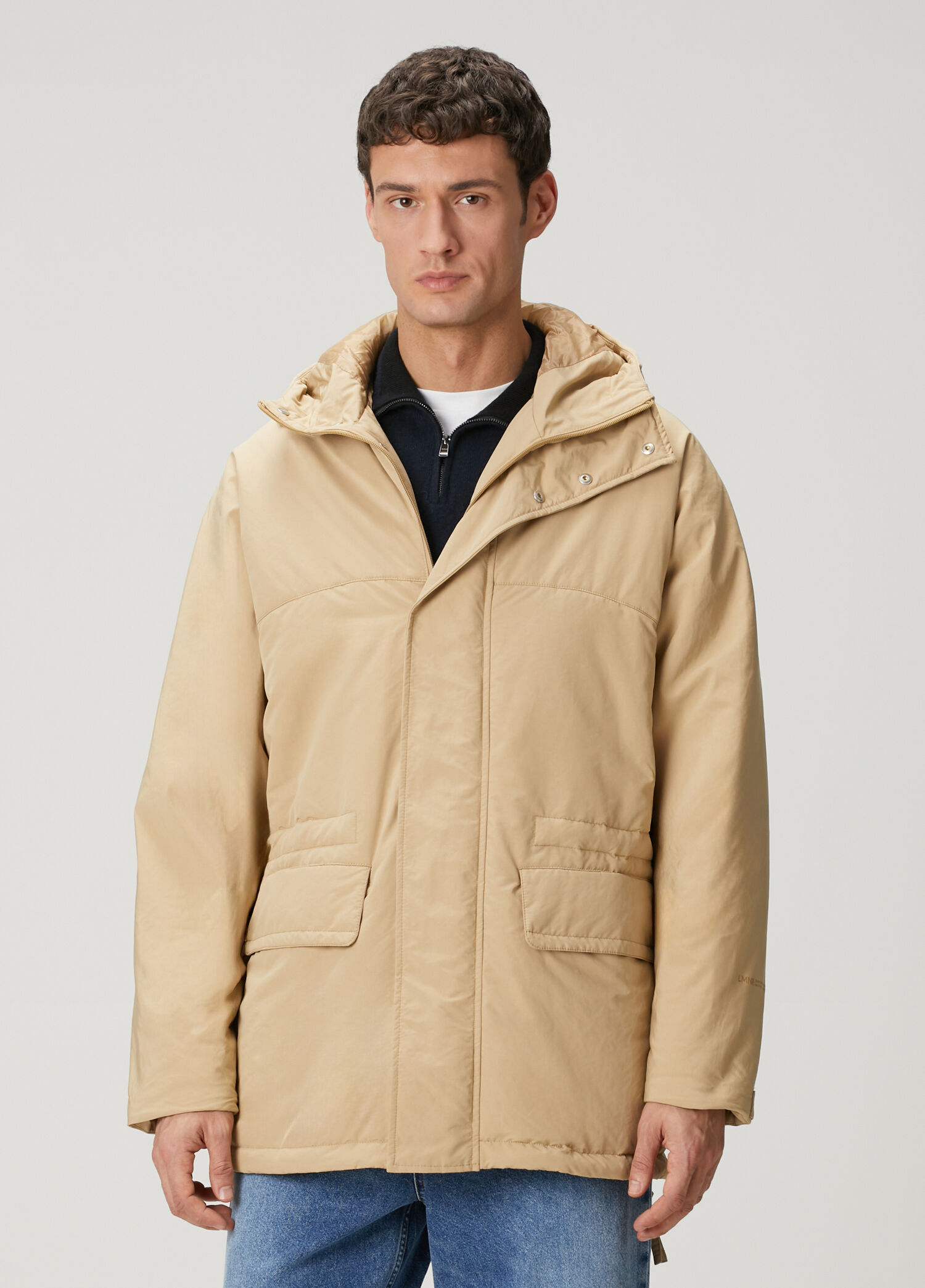 Bej Kapüşonlu Parka