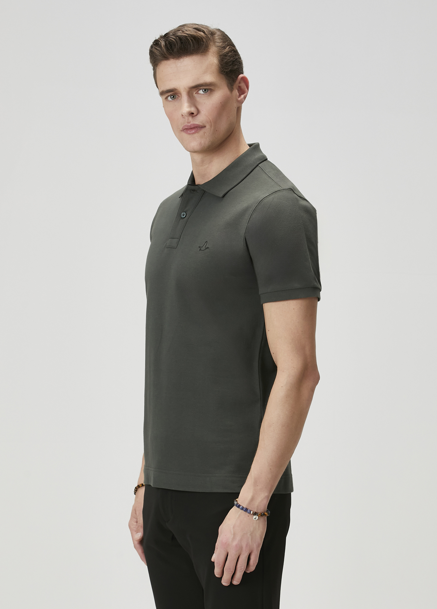 Slim Fit Haki Polo Yaka T-shirt_4