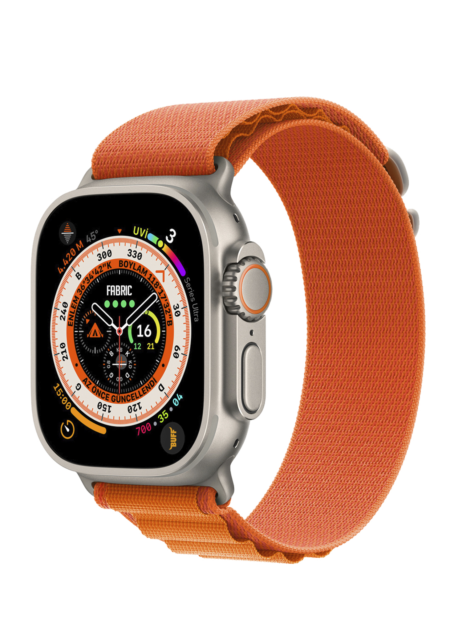 Apple Watch Ultra Fabric Band 49mm Orange Kayış