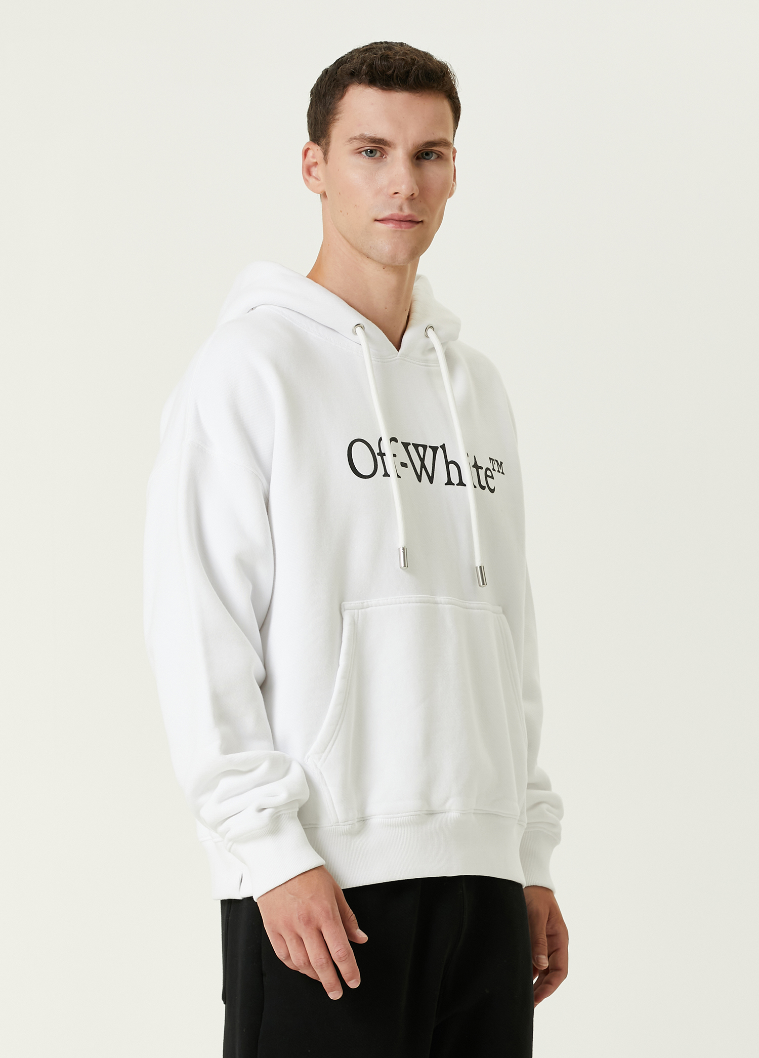 Beyaz Kapüşonlu Sweatshirt