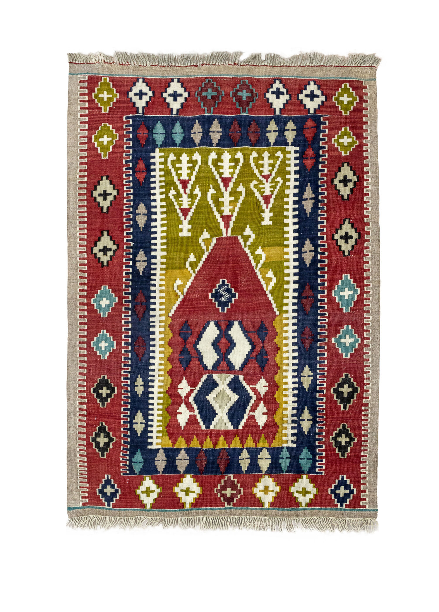 Pecenek İlkel Desenli El Dokuma 106x154 cm Yün Kilim