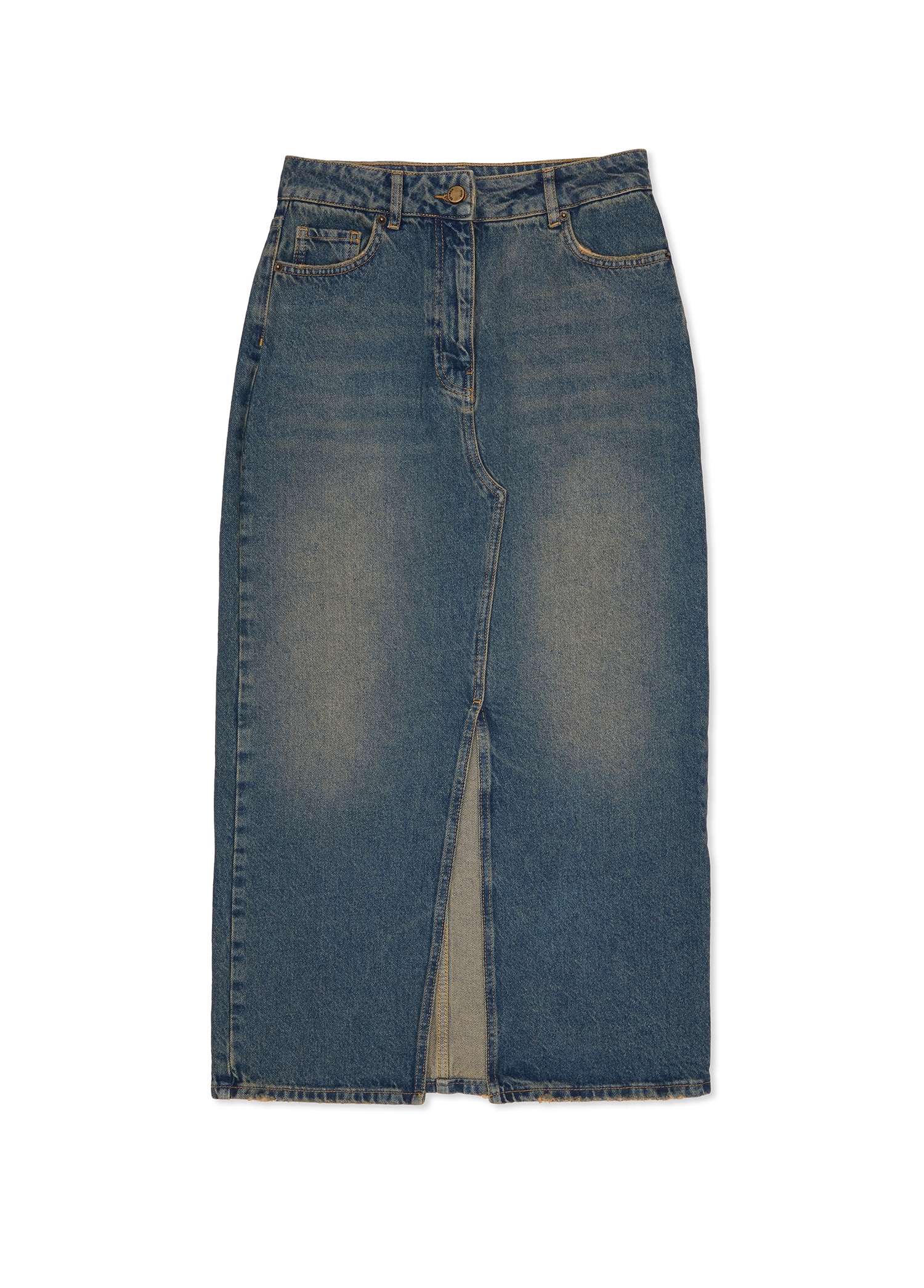 Mavi Midi Denim Kalem Etek_6