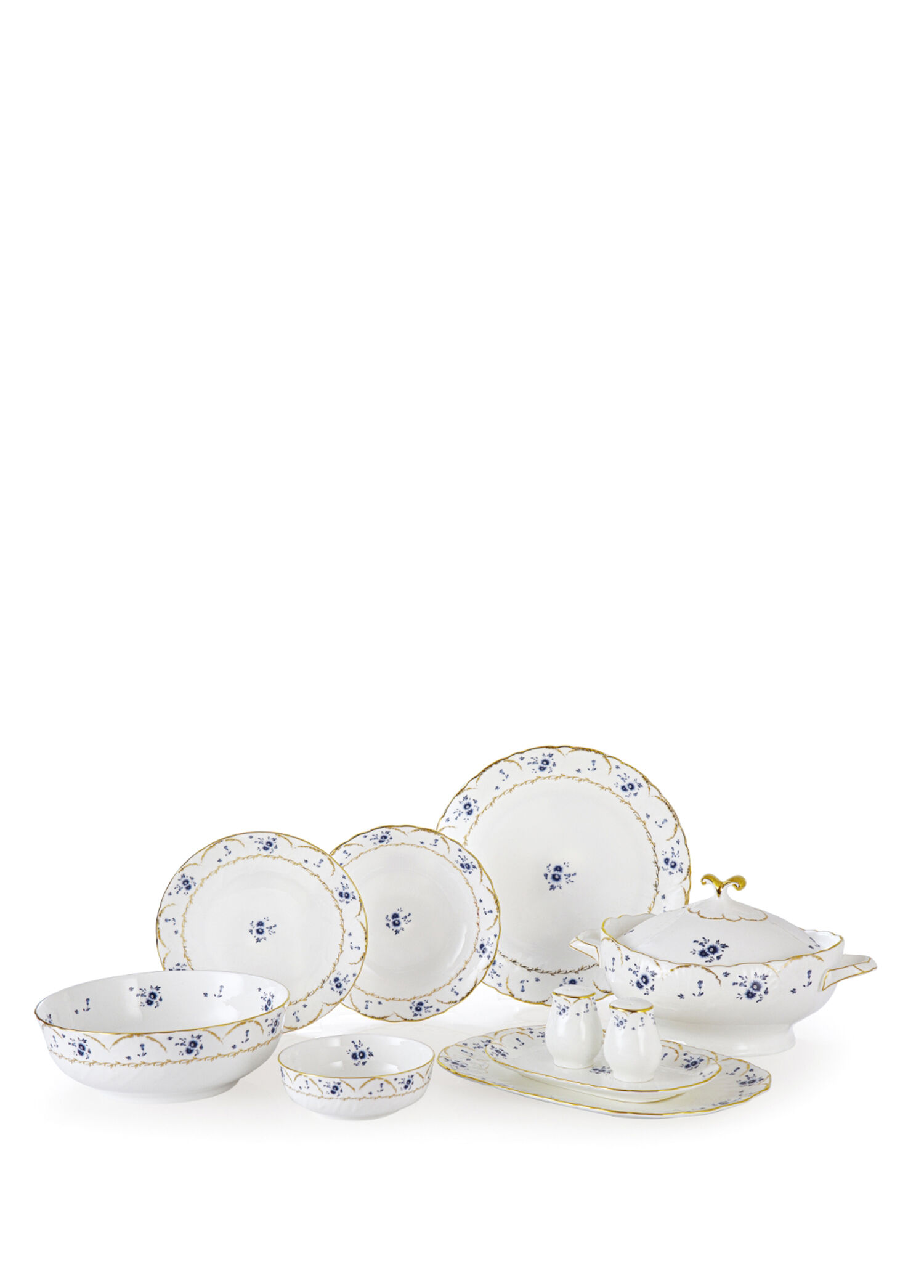 Perla Blue Flower Bone China 60 Parça Yemek Takımı