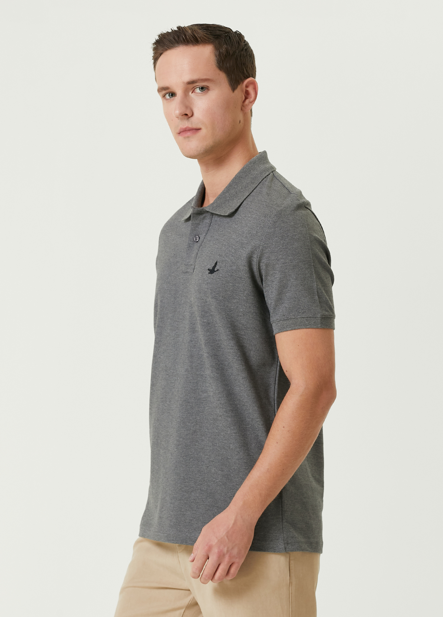 Comfort Fit Antrasit Polo Yaka T-shirt_2