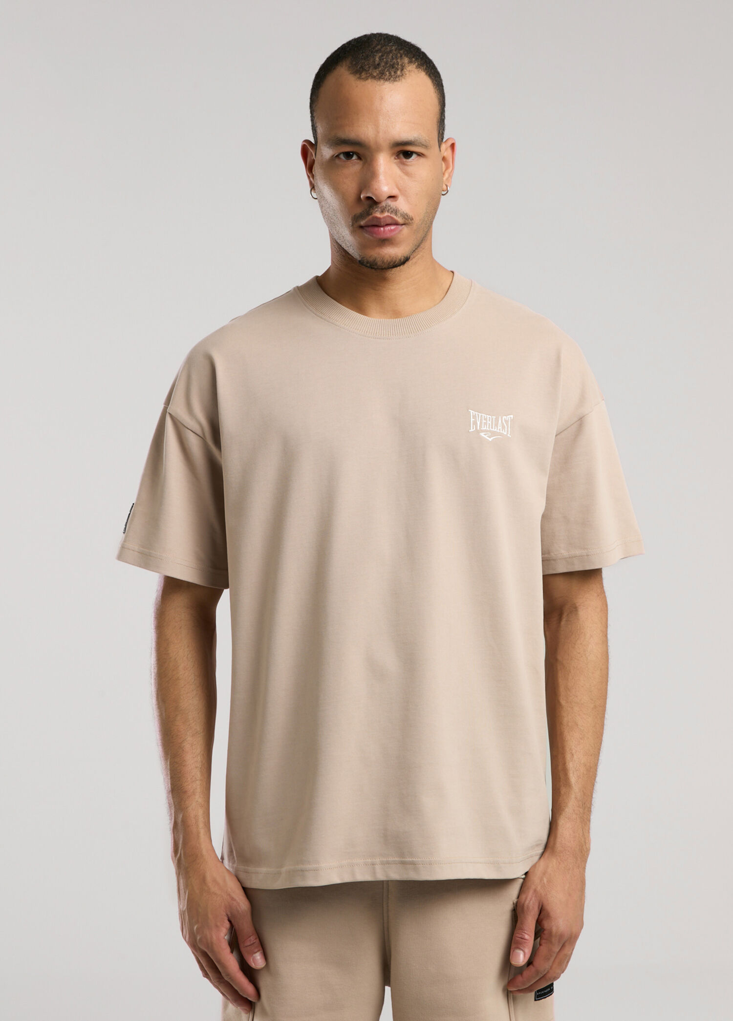 Ever Essentials Kum Rengi Oversize Kısa Kollu Erkek T-Shirt