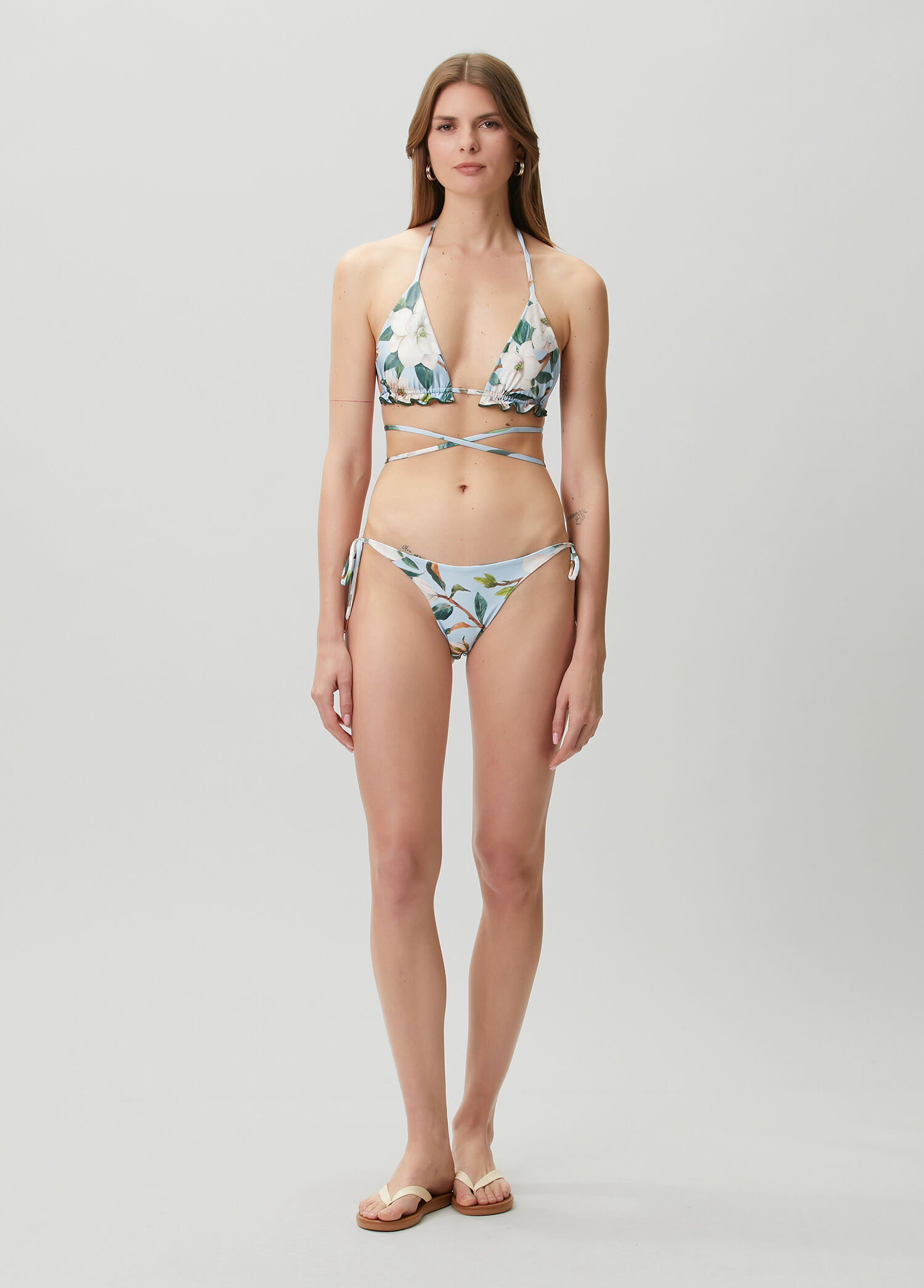 Sunspell Mavi Çiçekli Üçgen Bikini Takımı