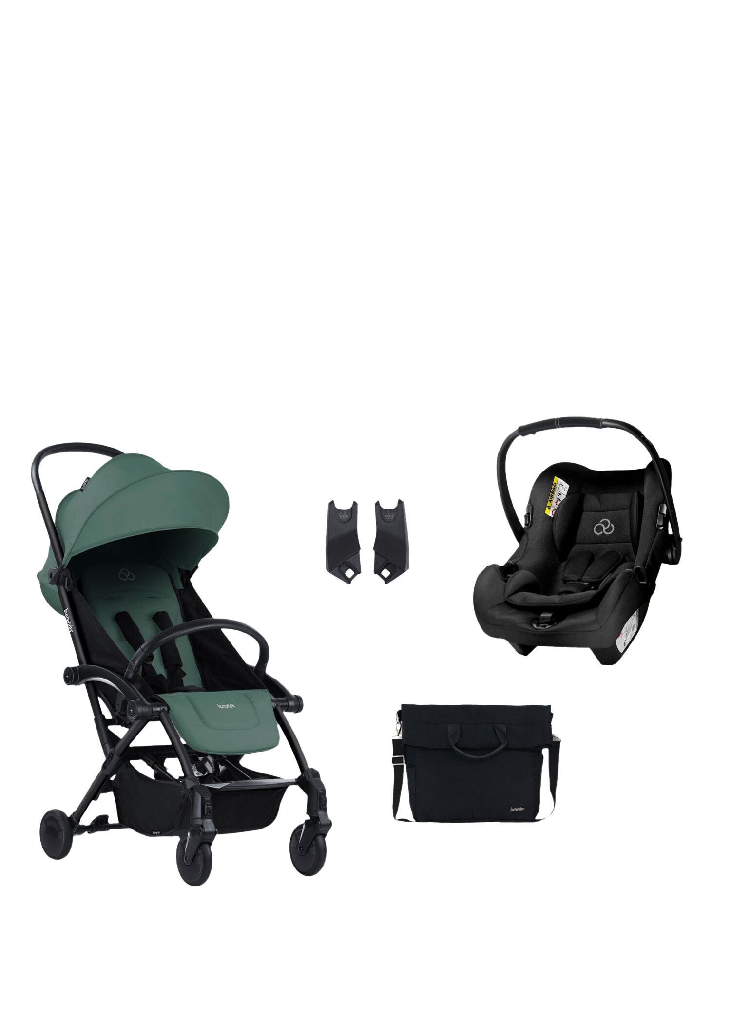 Connect³ Black Olive Bebek Arabası ve Connect TRN Grup 0+ Black Oto Koltuğu ve Oto Koltuk Adaptörü