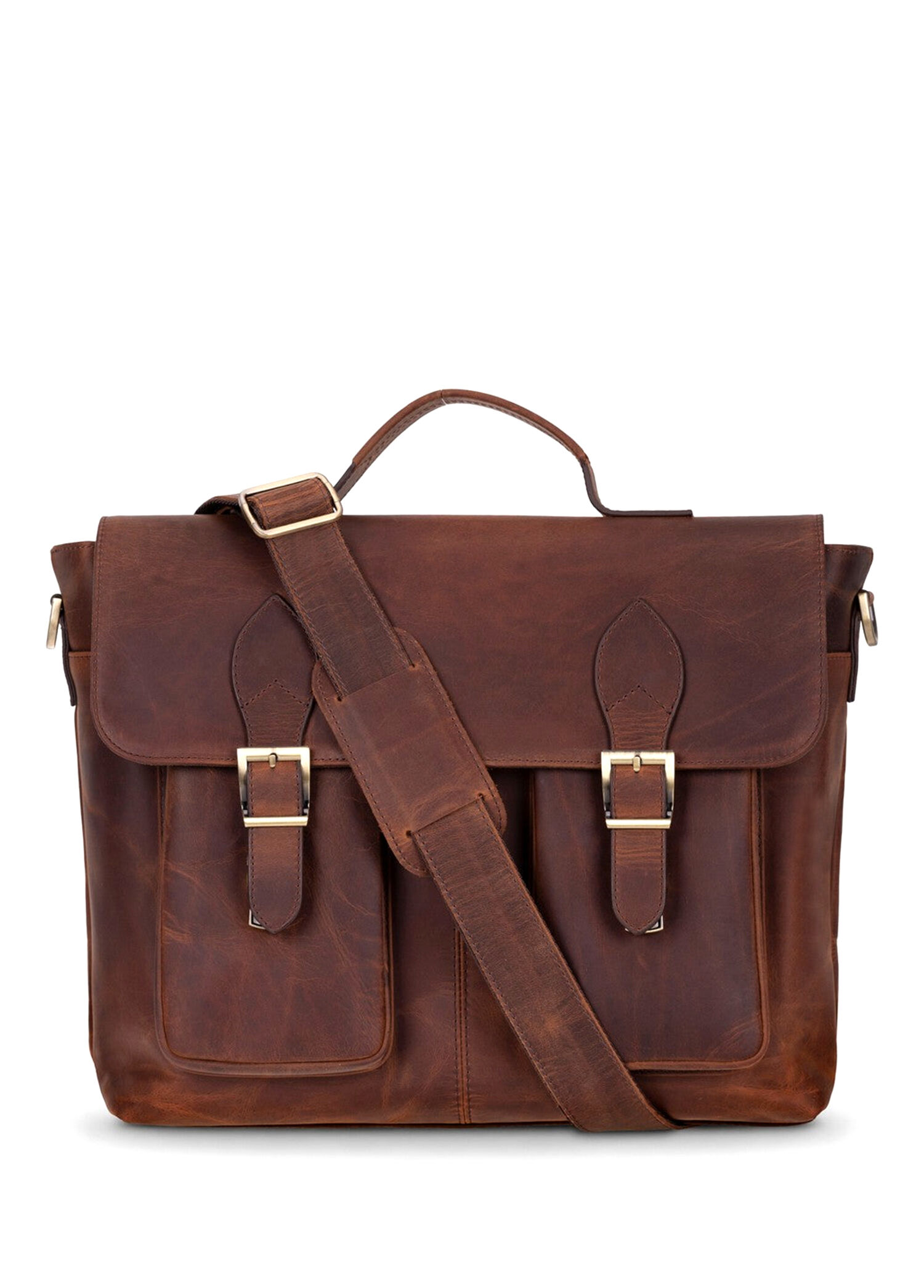 Bloominbag - Rivoli Saddle Heritage Brown Leather 16/17" Unisex Laptop and Briefcase