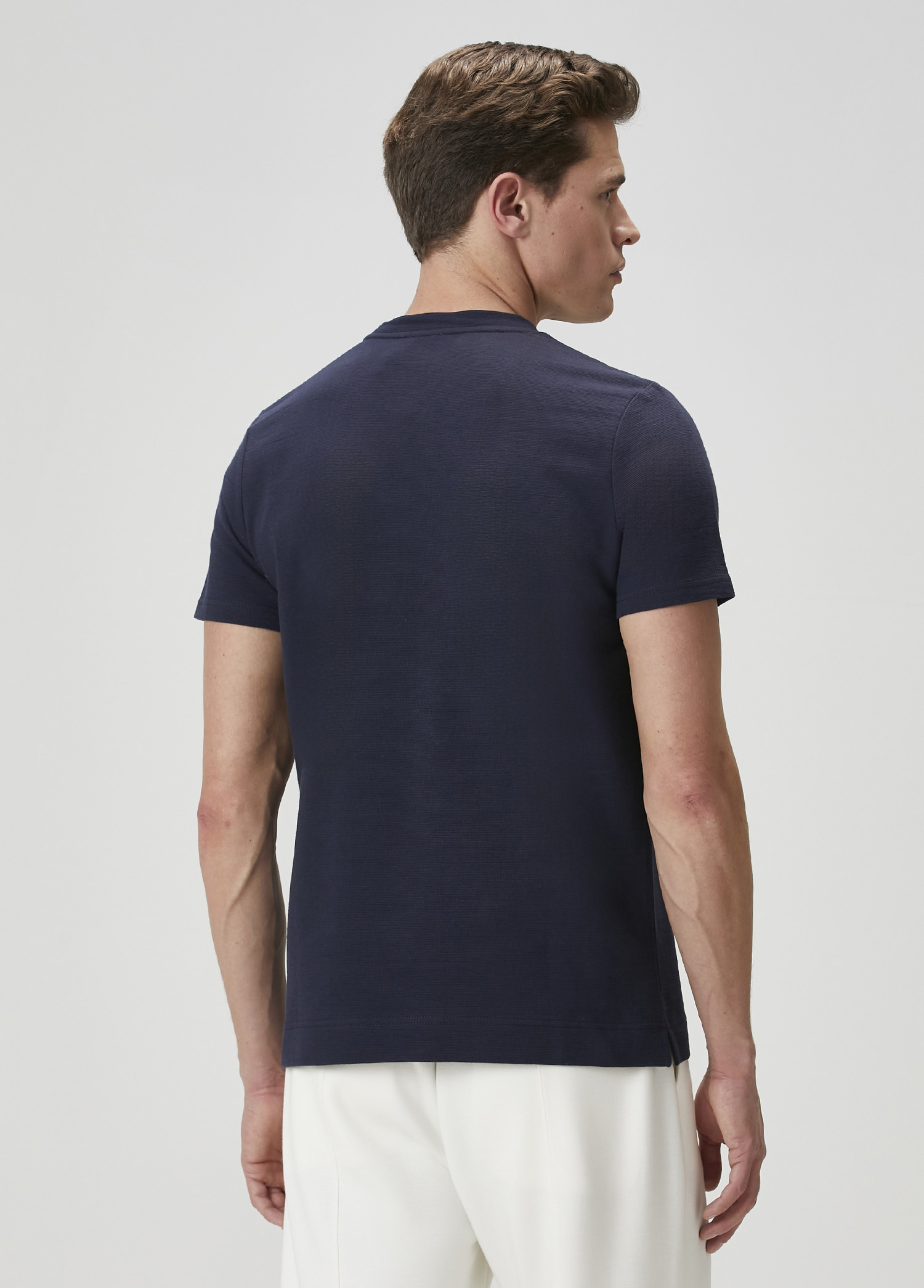 Relaxed Fit Lacivert Basic T-shirt_4