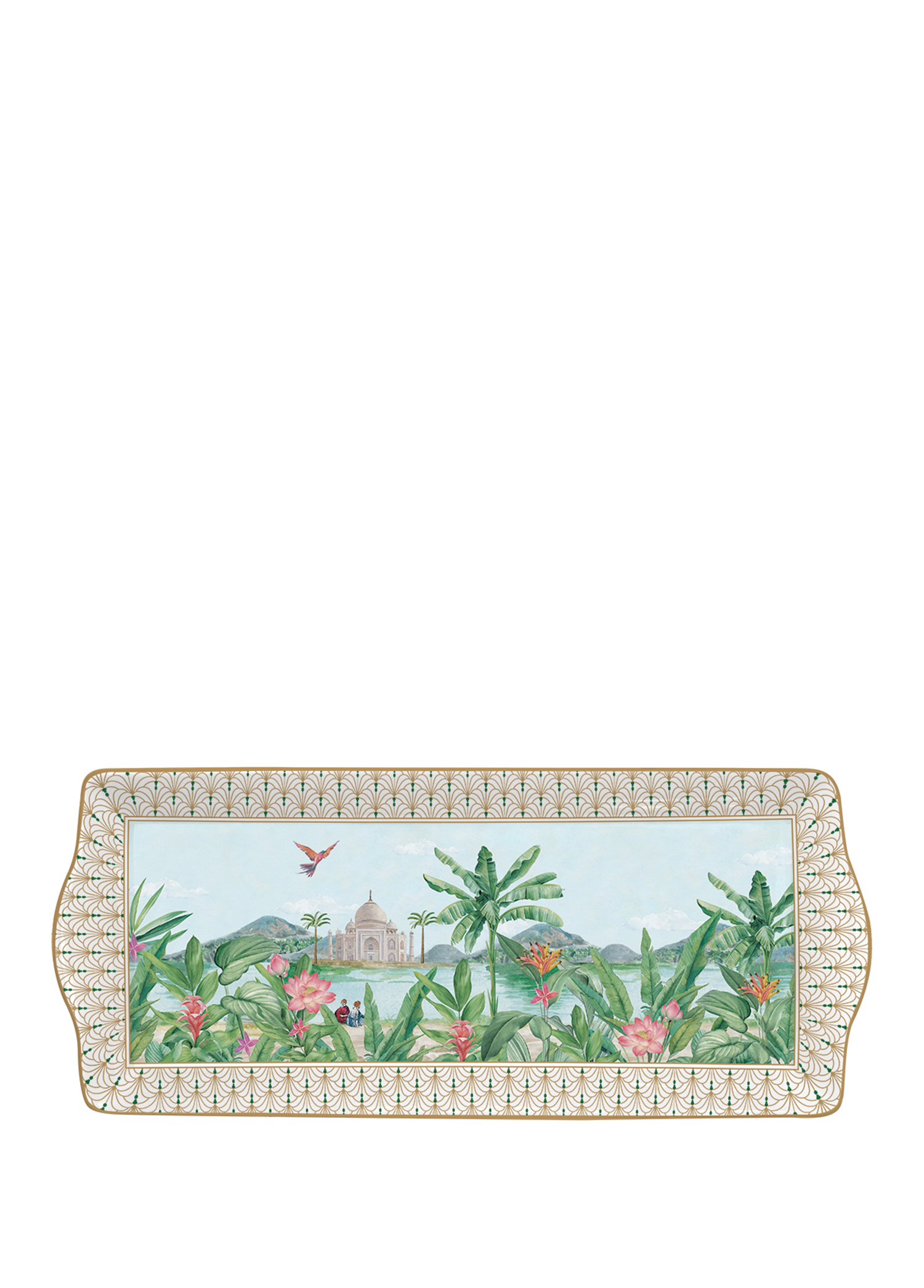 Paradise Sauvage Bitki ve Hayvan Desenli Porselen Sunumluk 30x15 cm