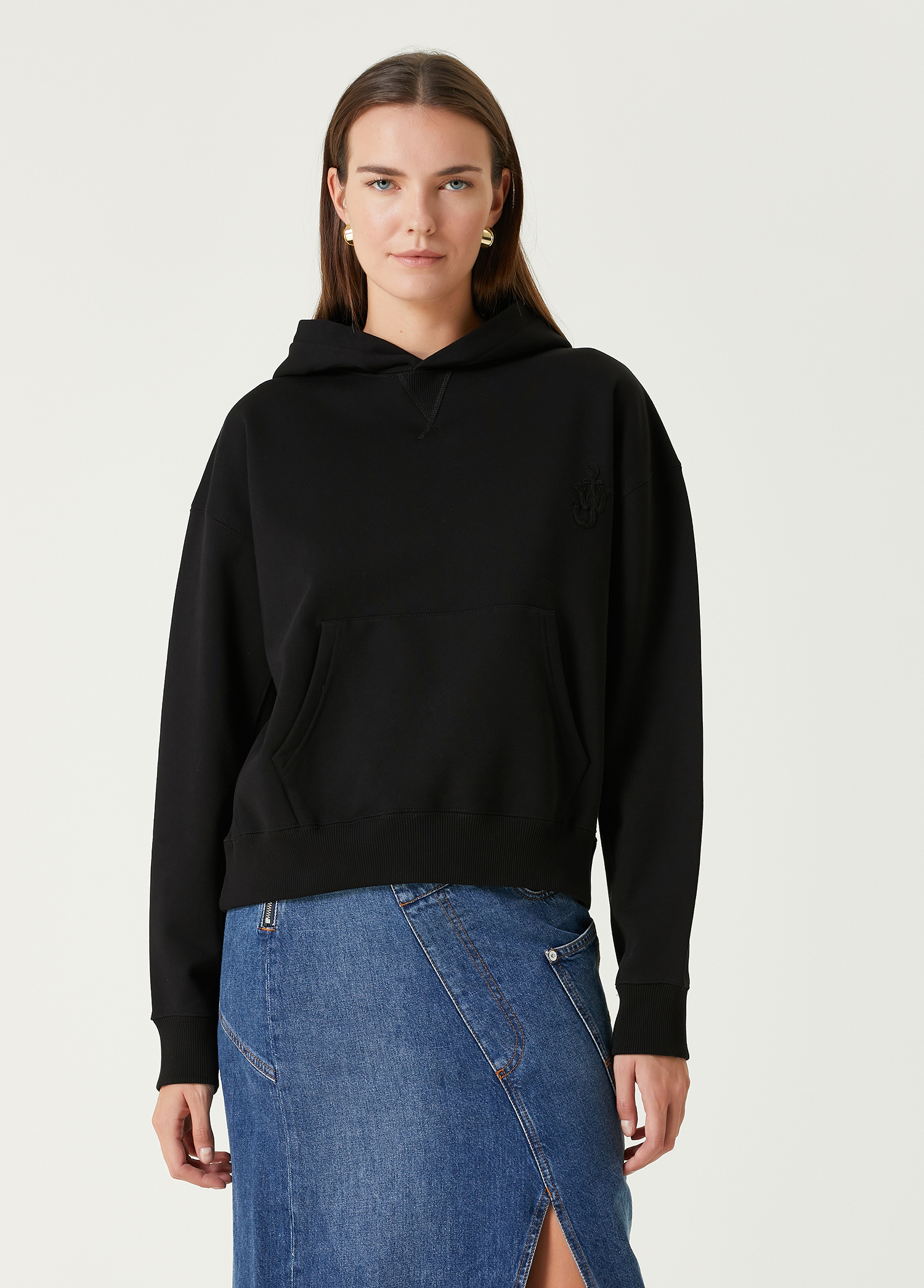 Siyah Kapüşonlu Sweatshirt