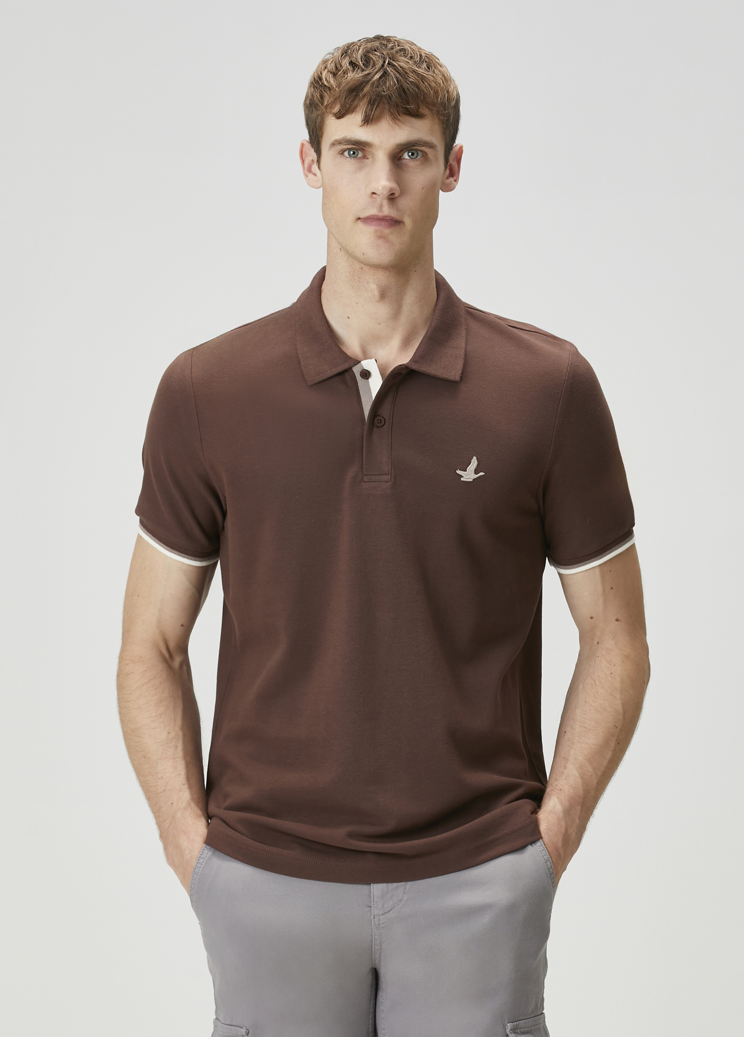 Kahverengi Vizon Polo Yaka T-shirt