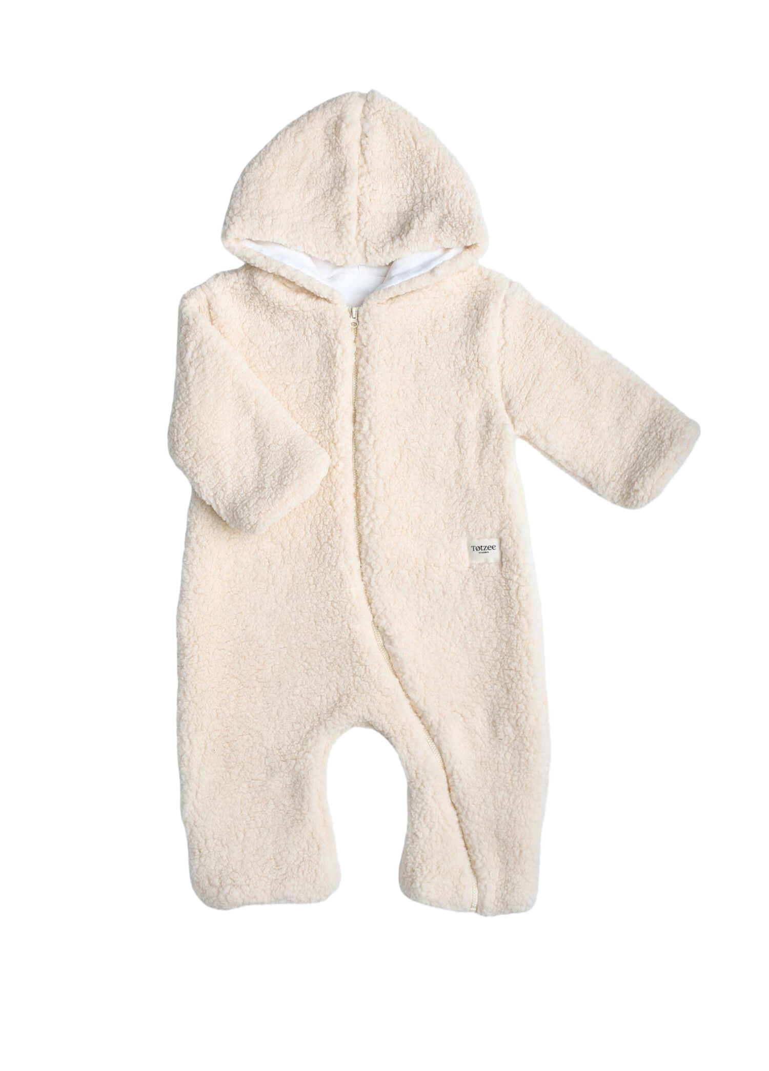 Bej Kapüşonlu Unisex Bebek Peluş Tulum