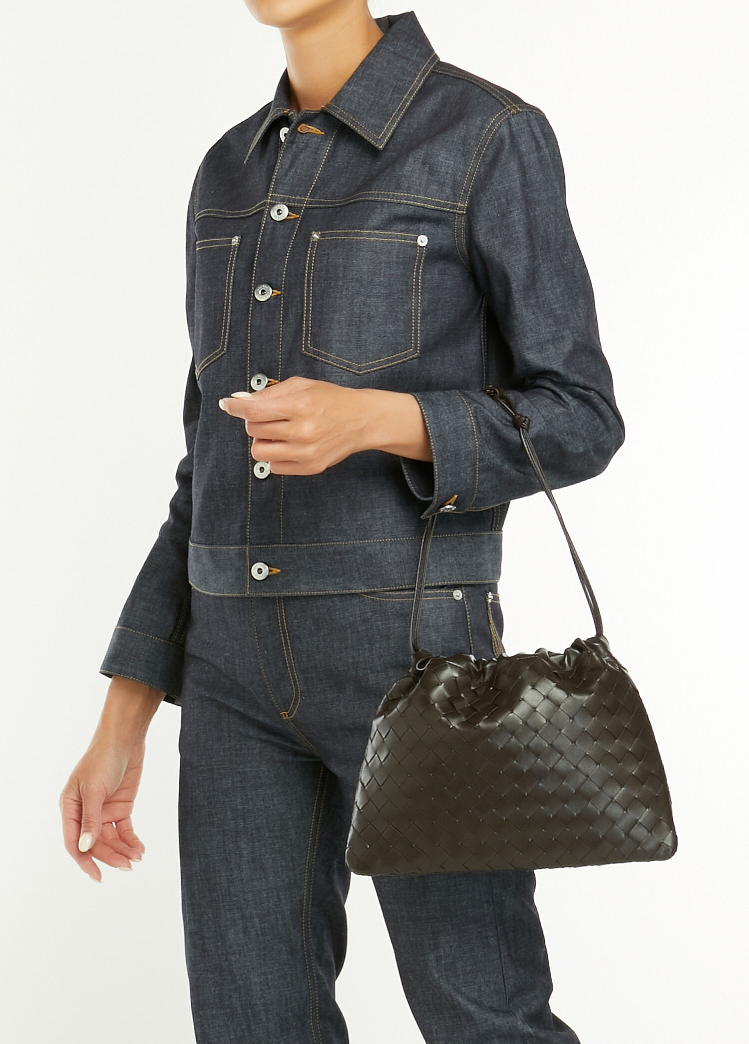 お*ん様 BOTTEGA VENETA Bottega Veneta Kahve-Altin Kadın Dustbag Medium Kahve Gold Kadın