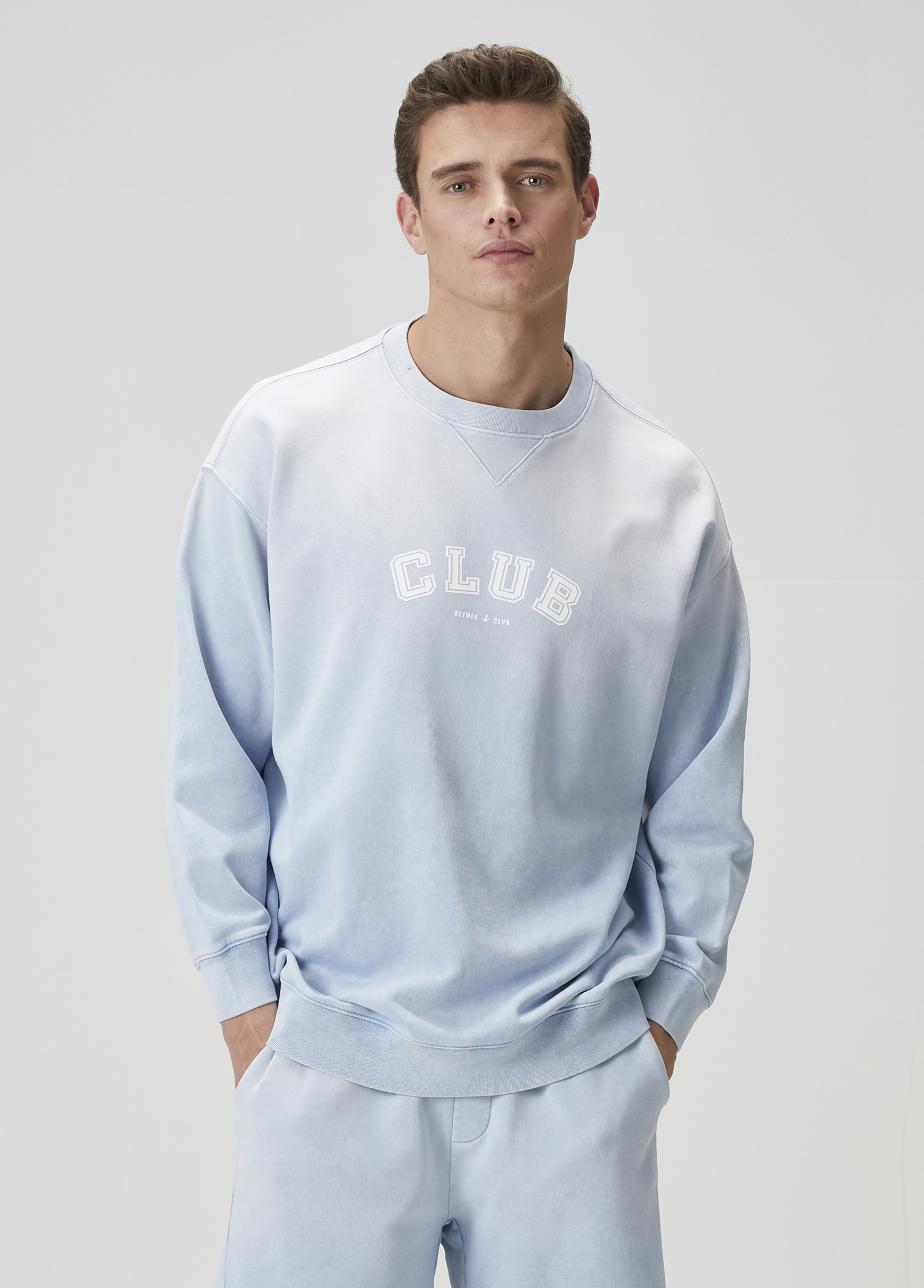 Açık Mavi Logo Baskılı Sweatshirt_1