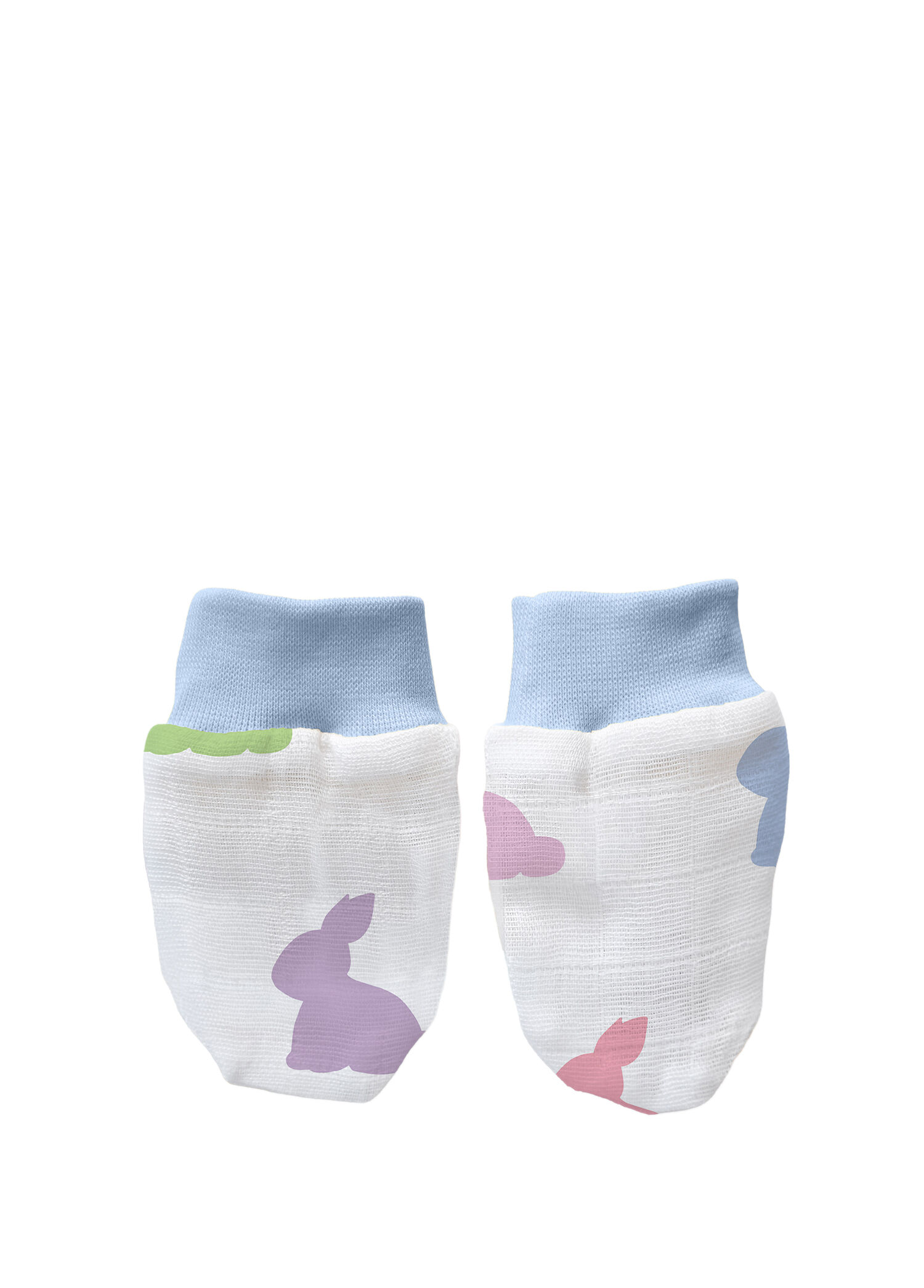 Rainbow Lapin Blue Mavi Pamuklu Müslin Erkek Bebek Eldiven
