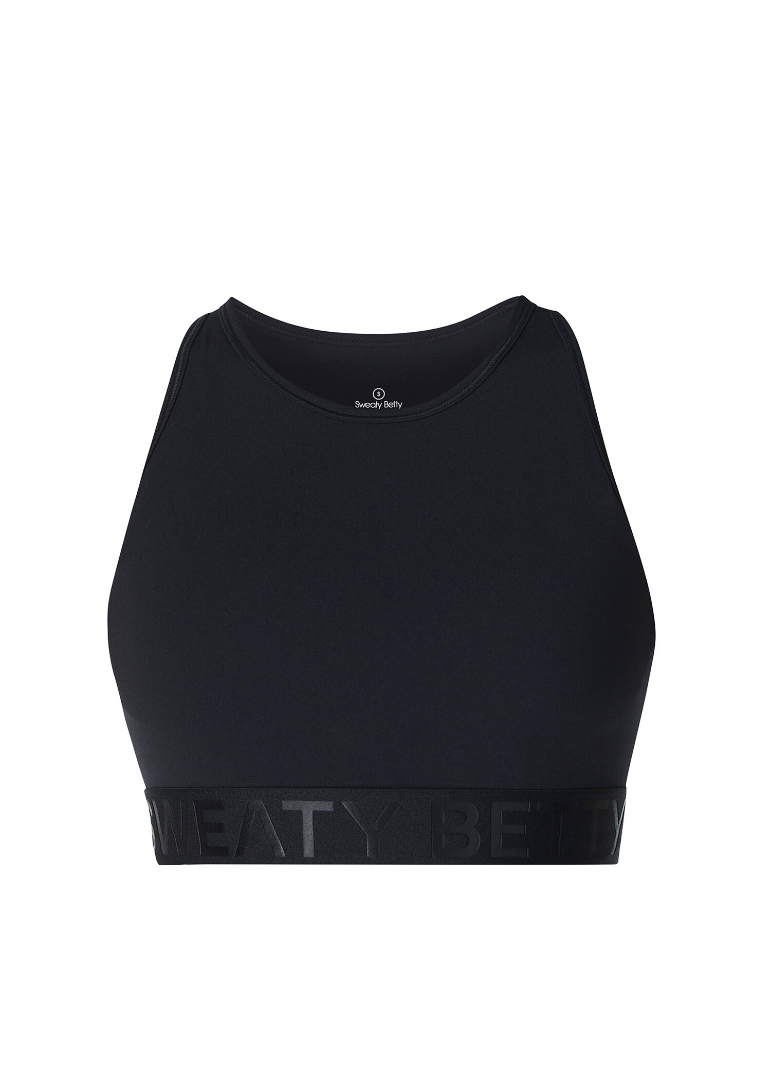 Power Logo Medium Impact Fitness Siyah Kadın Crop Spor Atlet