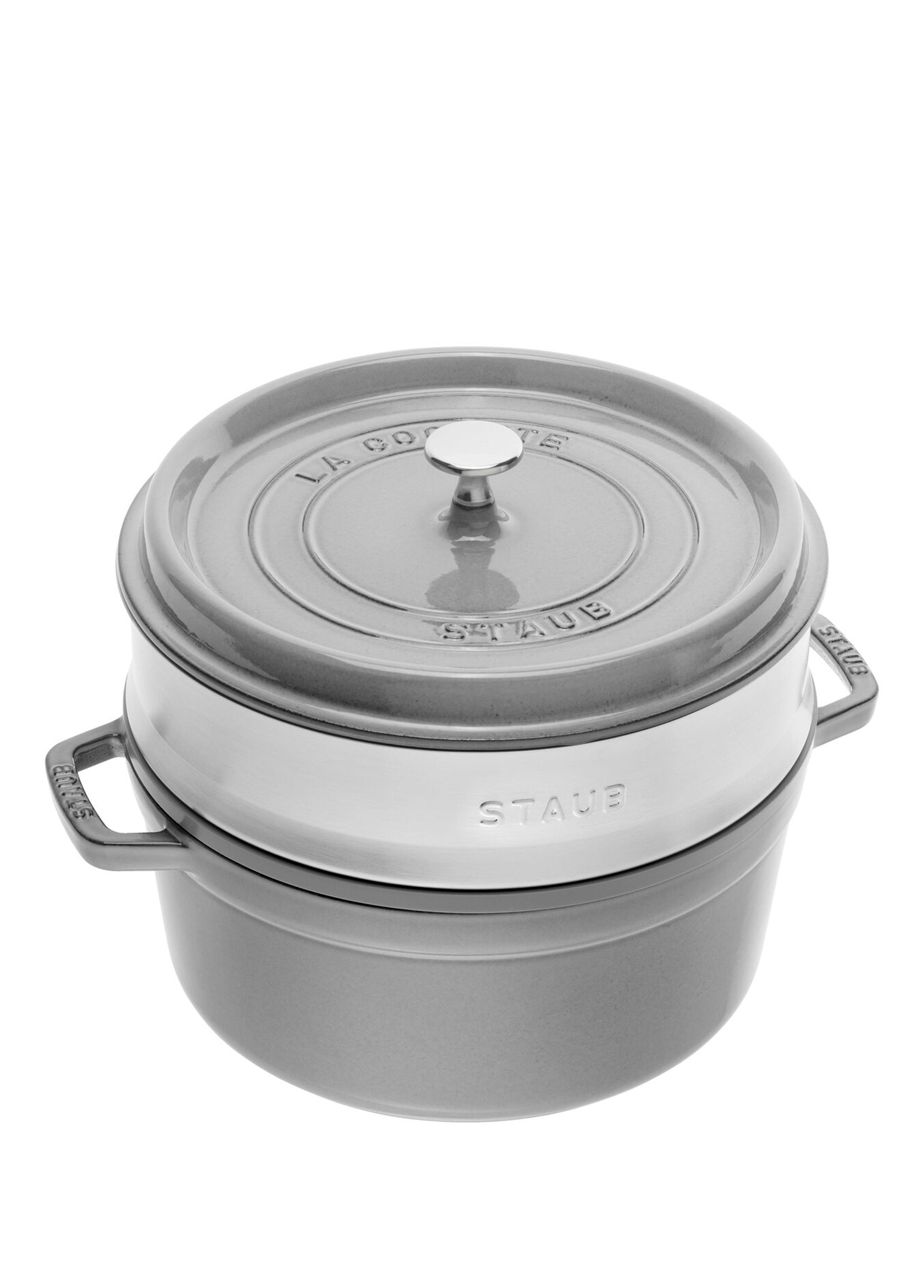 Staub - Buharda Pişirme Aparatlı Gri Döküm Tencere 26 cm - Gri