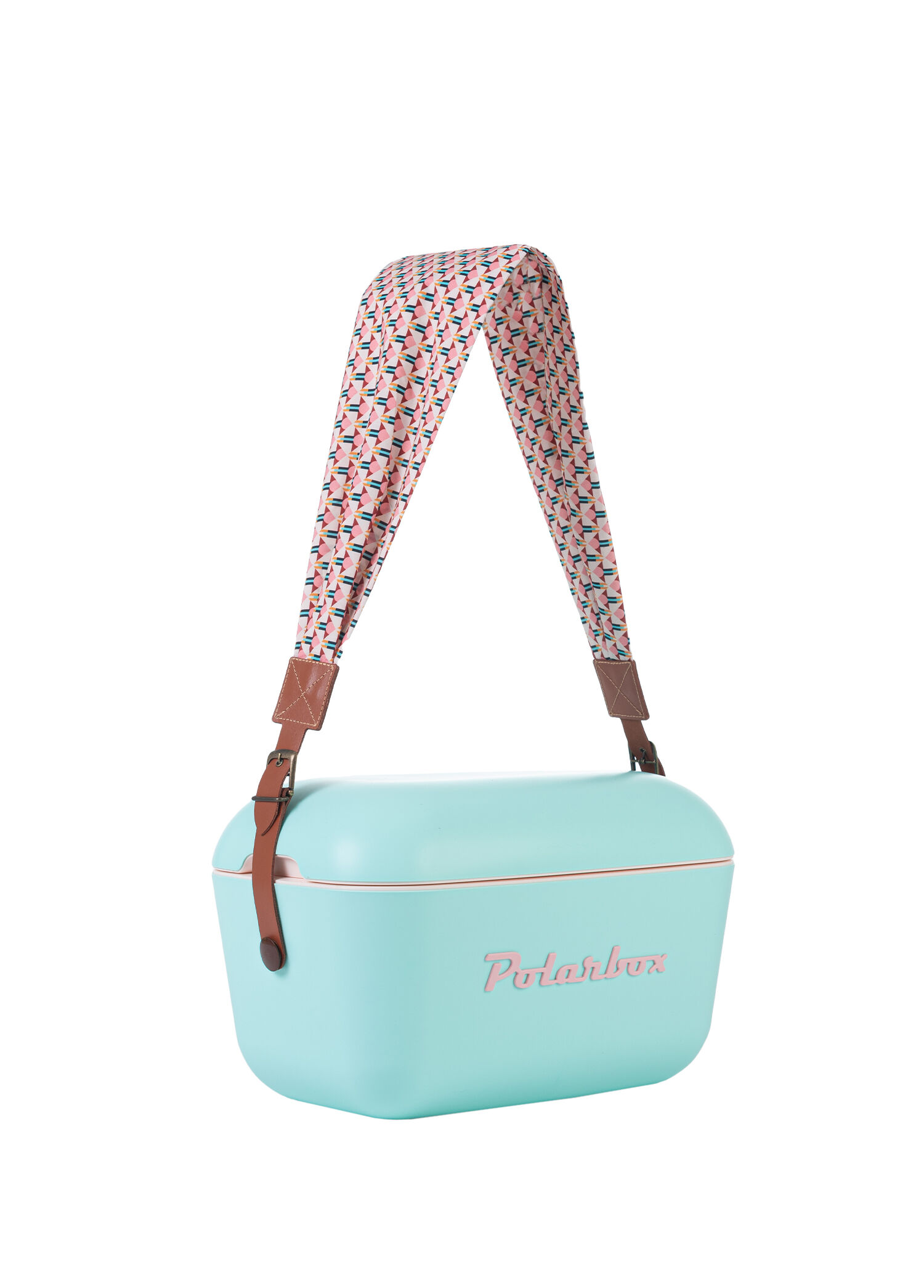 Prinkstyle Geometric Classic Pamuk ve Deri Kayışlı Baby Blue Pink Soğuk ve Sıcak Tutucu Termal Çanta 12 lt