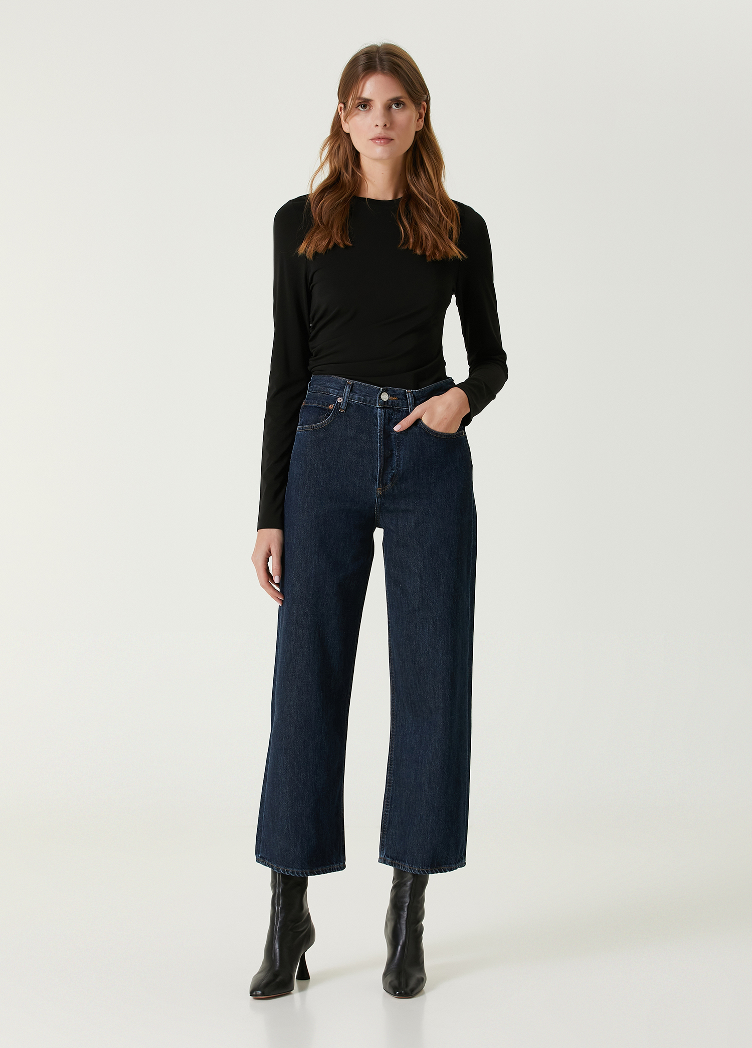 Ren Lacivert Wide Leg Jean Pantolon