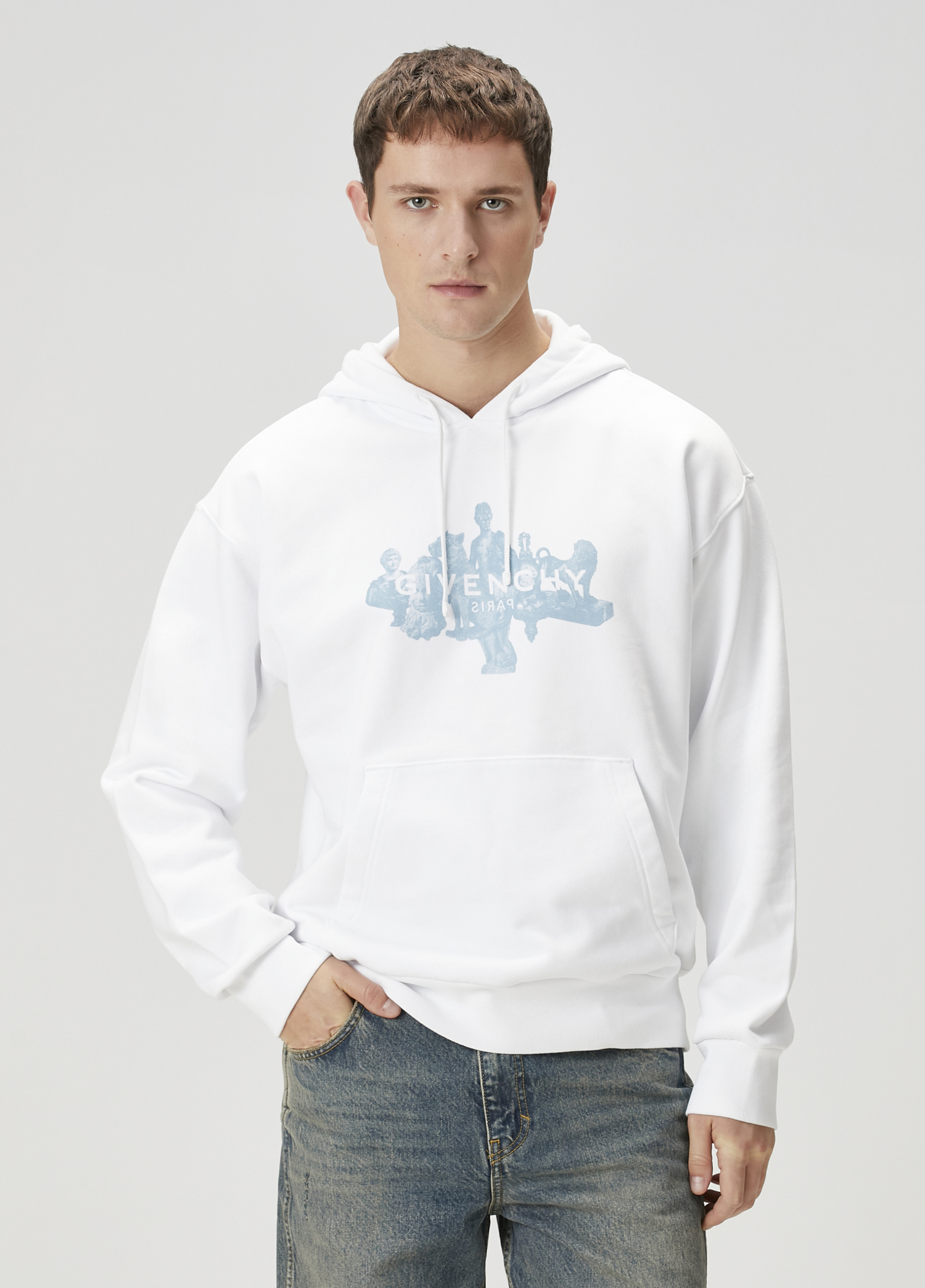 Beyaz Kapüşonlu Sweatshirt