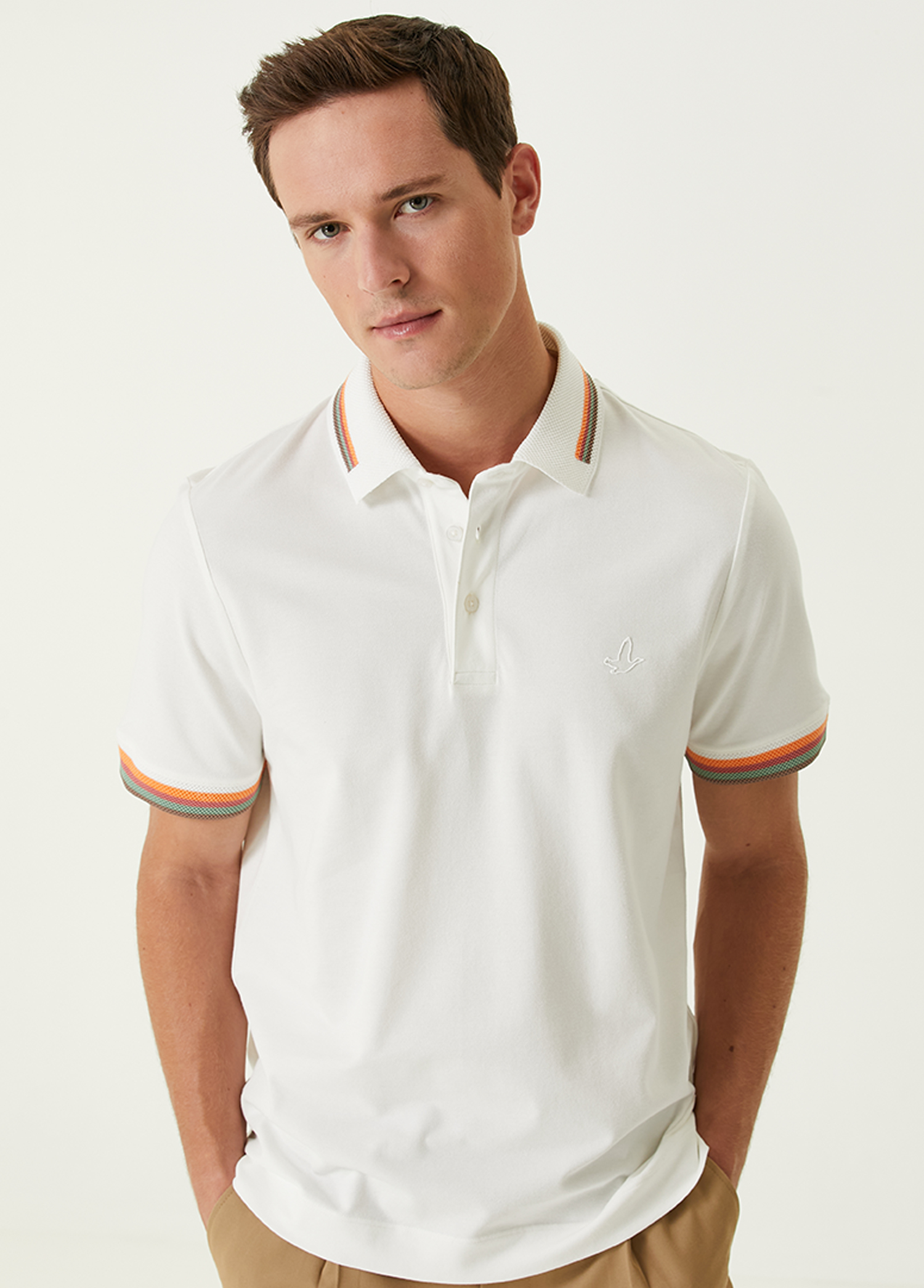 Comfort Fit Beyaz Polo Yaka T-shirt_1