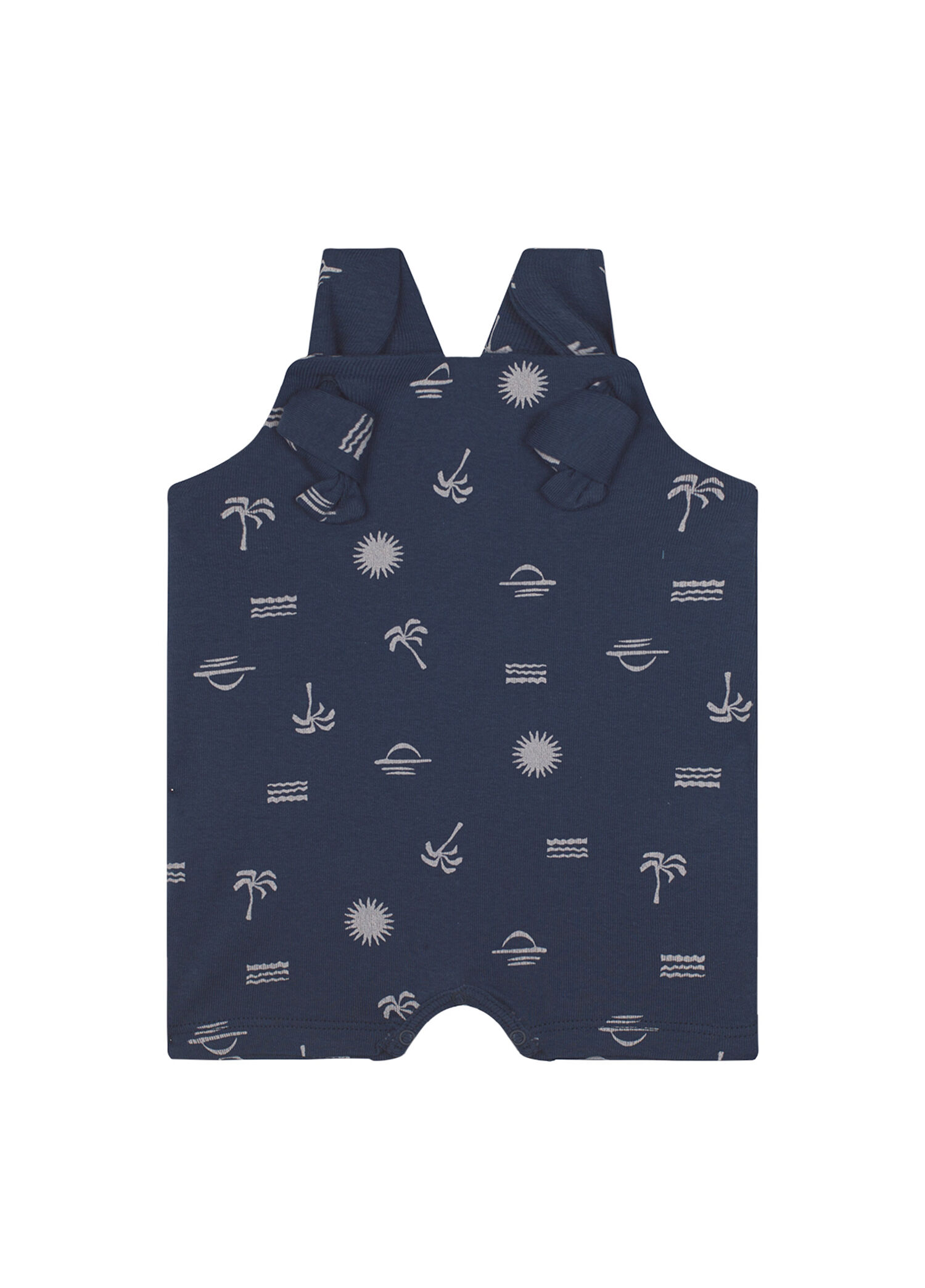 Gün Batımı Desenli Lacivert Şortlu Unisex Bebek Salopet
