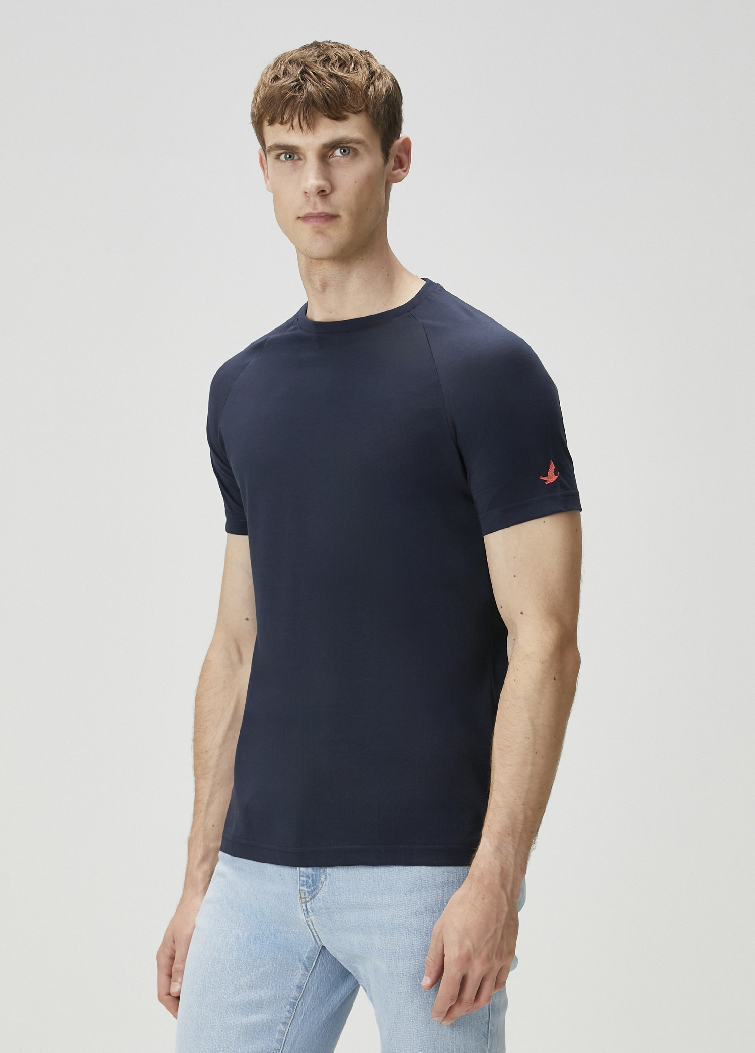 Lacivert Reglan Kollu Logolu T-shirt_1