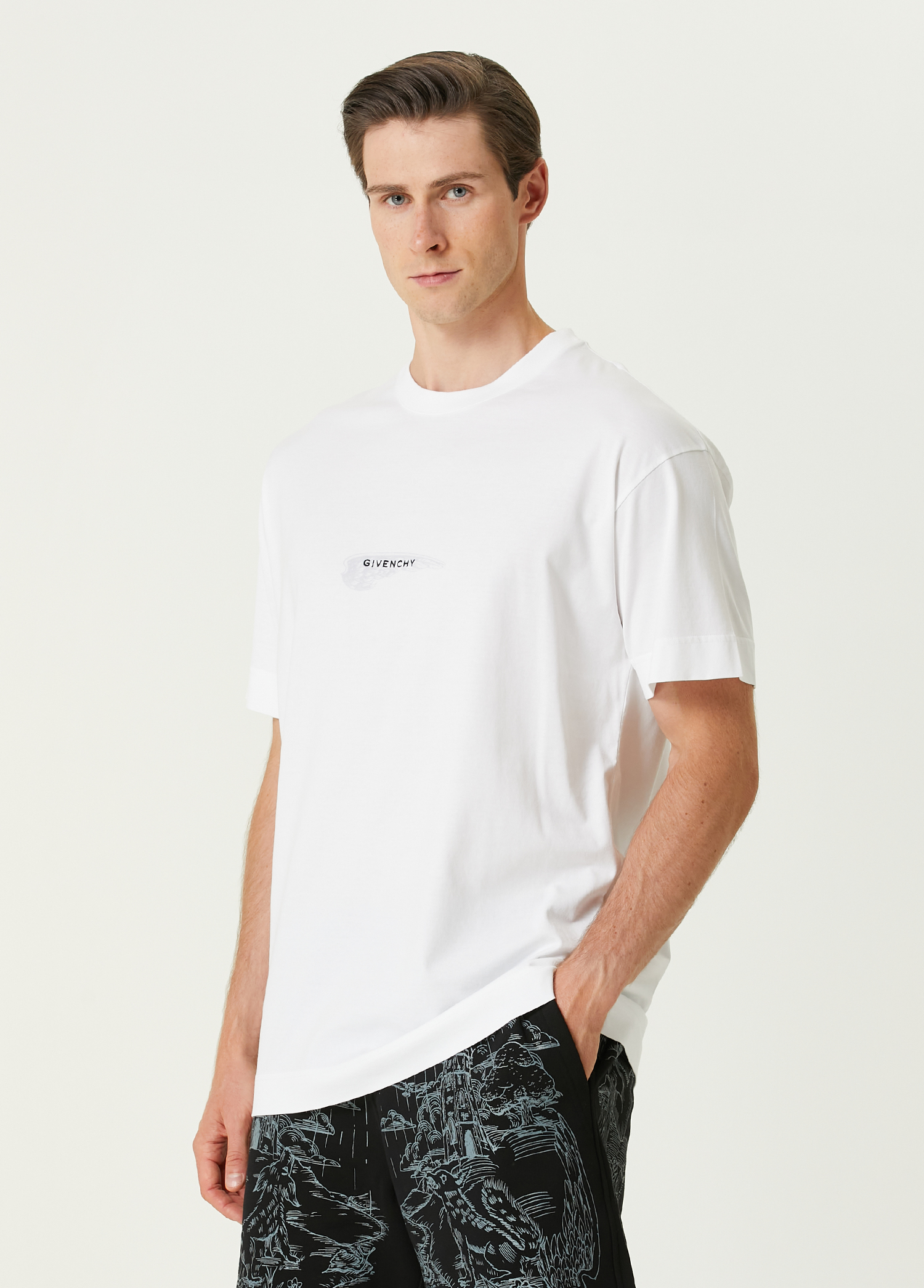 Classic Fit White Wing Printed Logo T-shirt