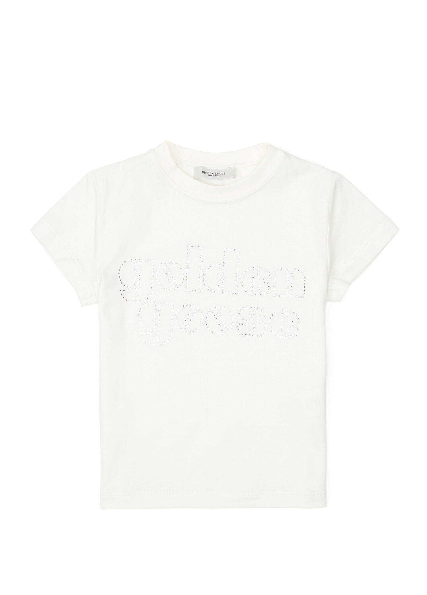 Beyaz Taşlı Logolu Kız Çocuk T-shirt