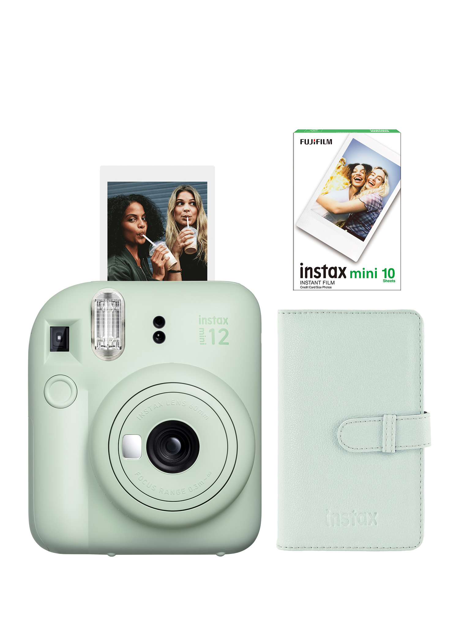 Instax Mini 12 Yeşil Fotoğraf Makinesi + 10'lu Film ve Laporta Albüm Seti