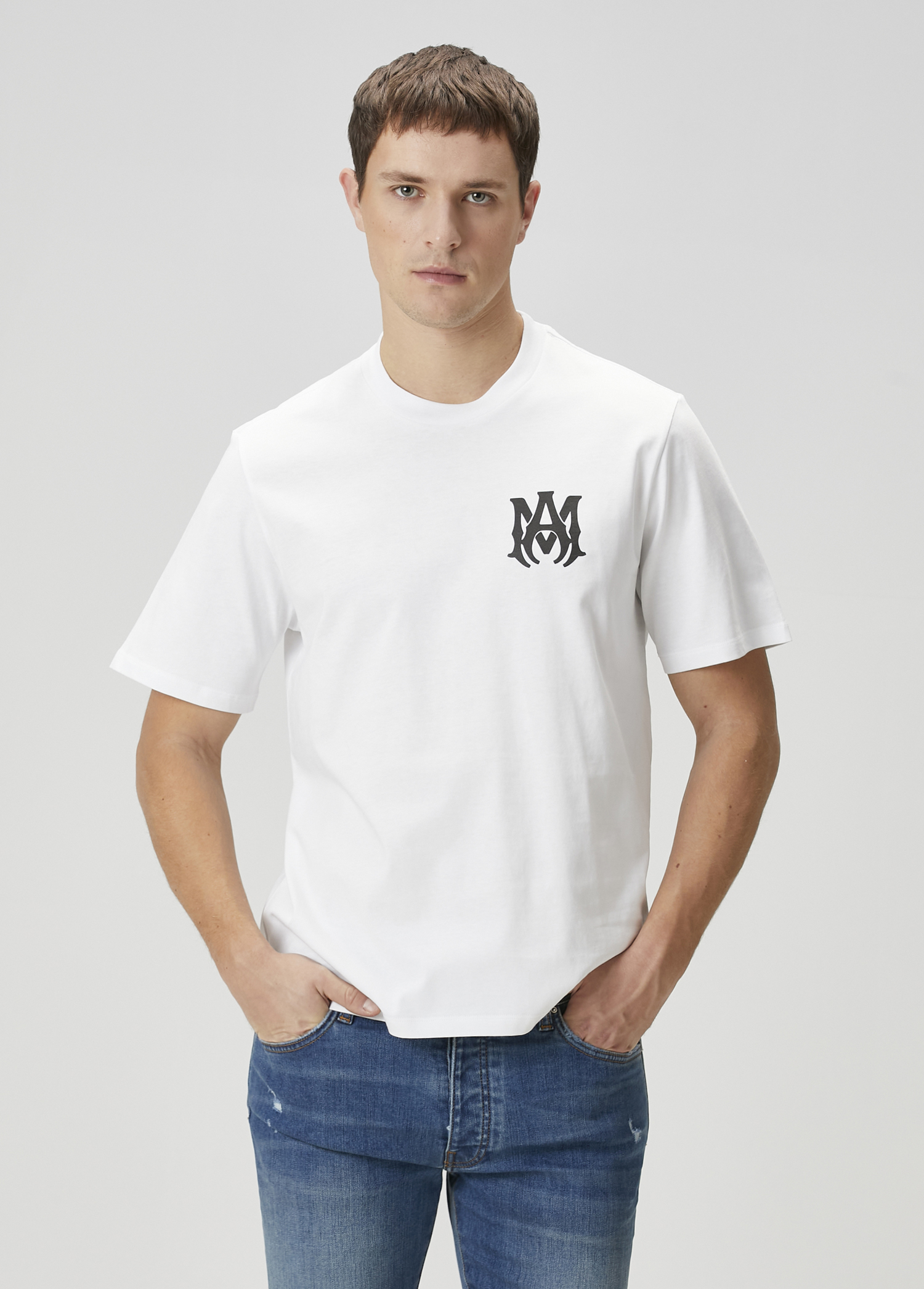 Beyaz Logo Baskılı T-shirt