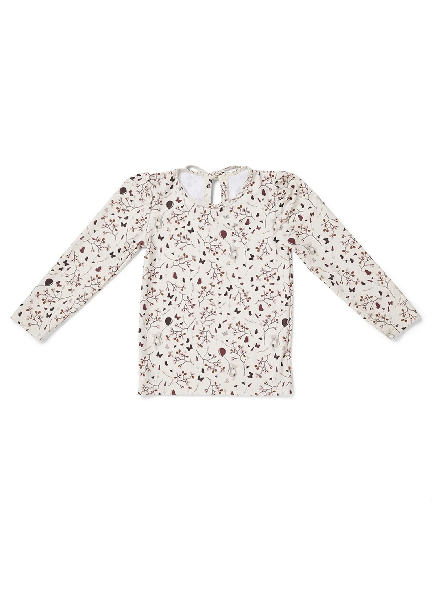 Anne Çiçekli NU402 UV Korumalı Kız Çocuk Uzun Kollu Mayo T-shirt